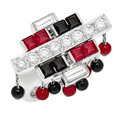 Cartier Le Baiser du Dragon Ruby Onyx Diamond 18k White Gold Cocktail Ring
