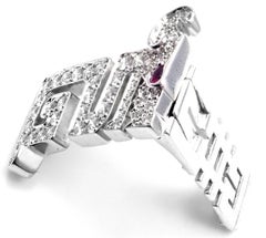Cartier Le Baiser Du Dragon White Gold Diamond Ruby White Gold Pin Clip