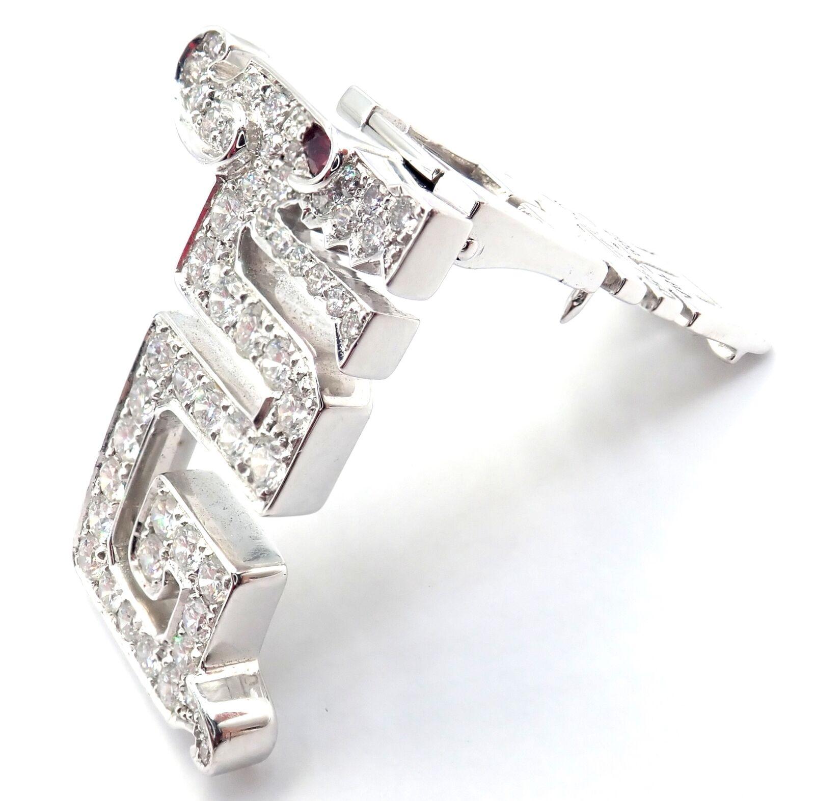 Women's or Men's Cartier Le Baiser Du Dragon White Gold Diamond Ruby White Gold Pin Clip For Sale