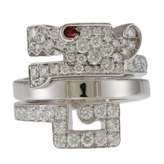 Cartier Le Bezedud Dragon Diamond Ring in 18K White Gold