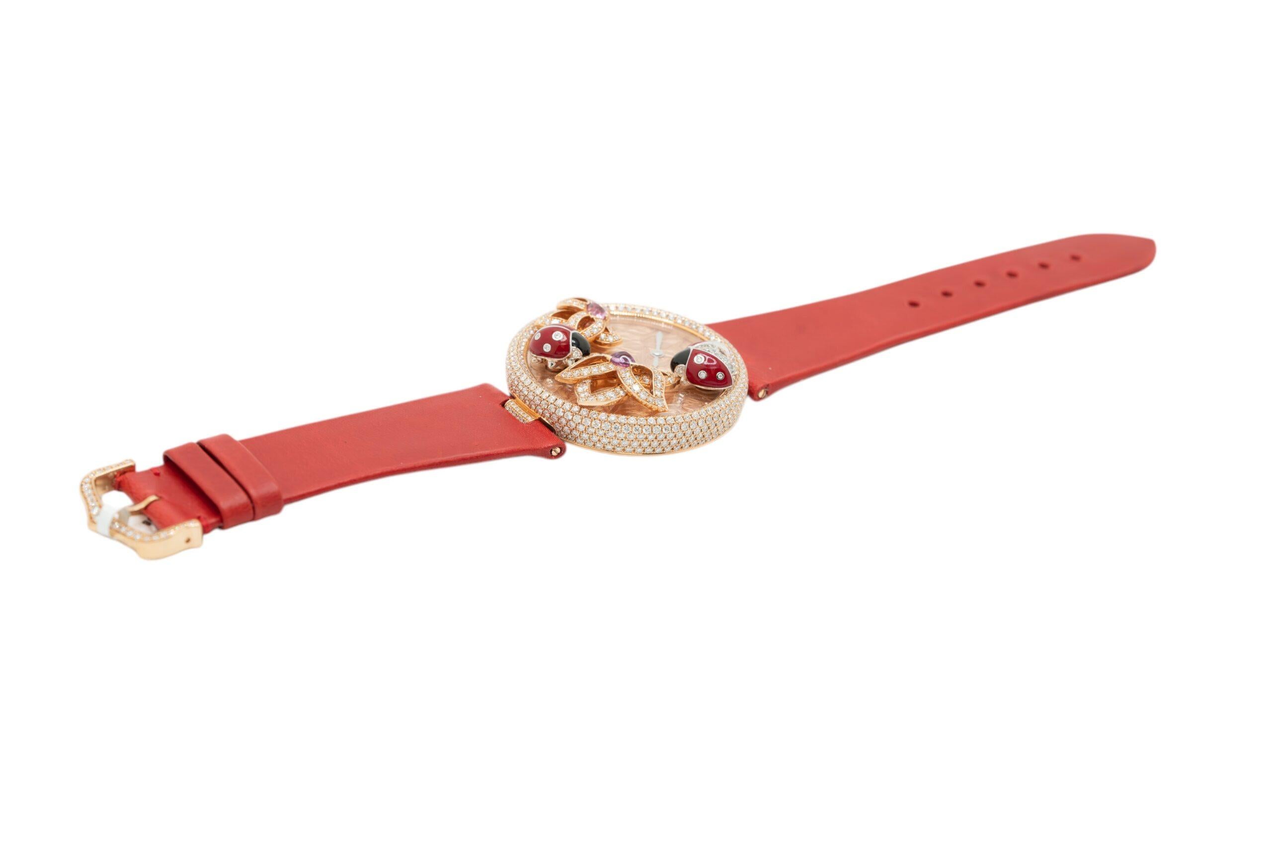 Round Cut Cartier Le Cirque Animalier Coccinelles Diamond Ladies Watch For Sale
