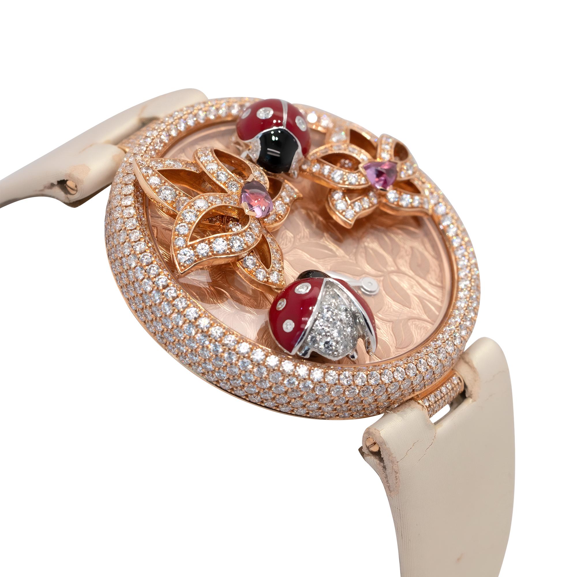 Taille ronde Cartier Montre pour femme Le Cirque Animalier Coccinelles avec diamants en vente