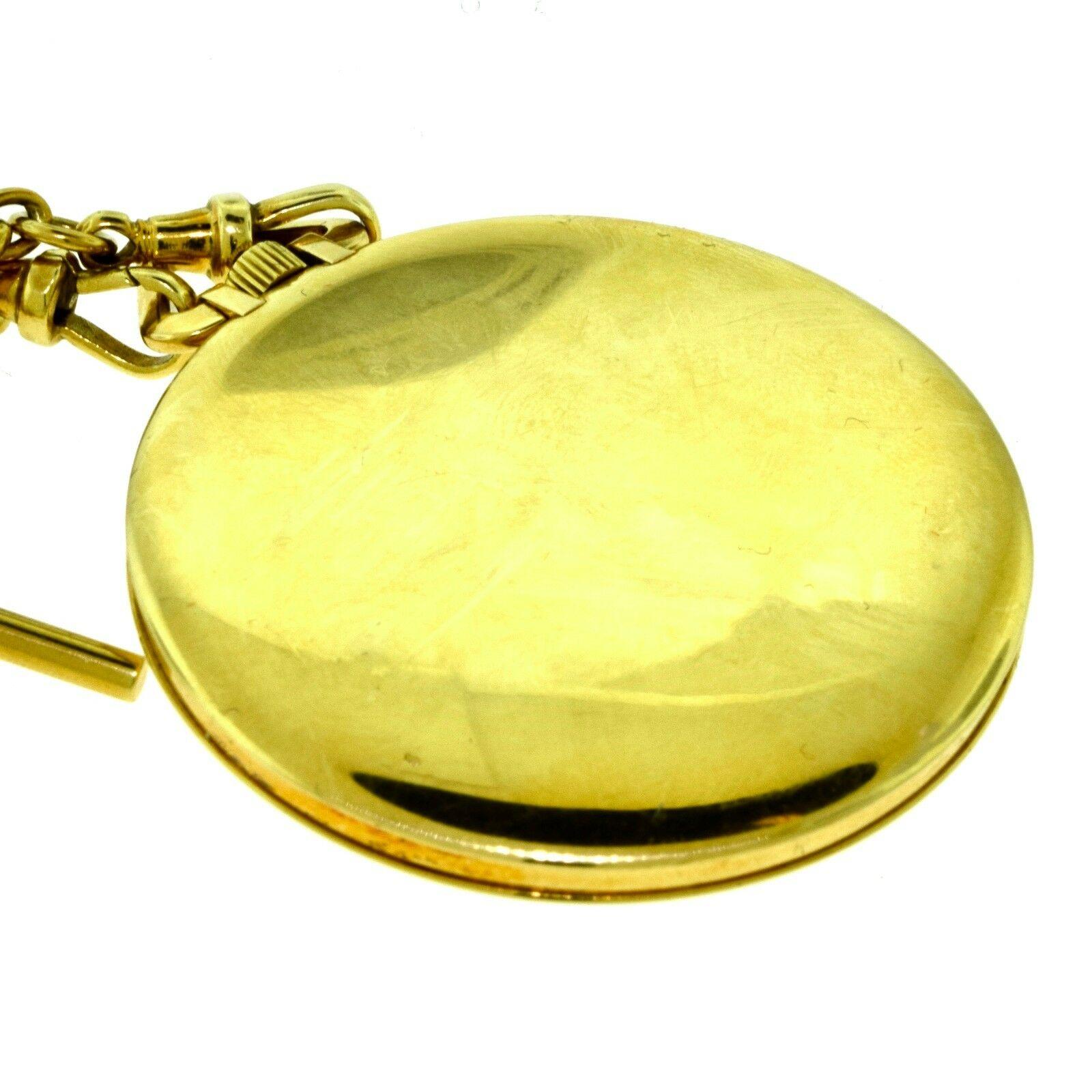 Cartier Le Coultre European Movement Pocket Watch in Yellow Gold with Chain In Good Condition In Miami, FL