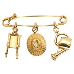 Cartier Le Jardinier 8k Gold Gardening Charm Brooch Pin