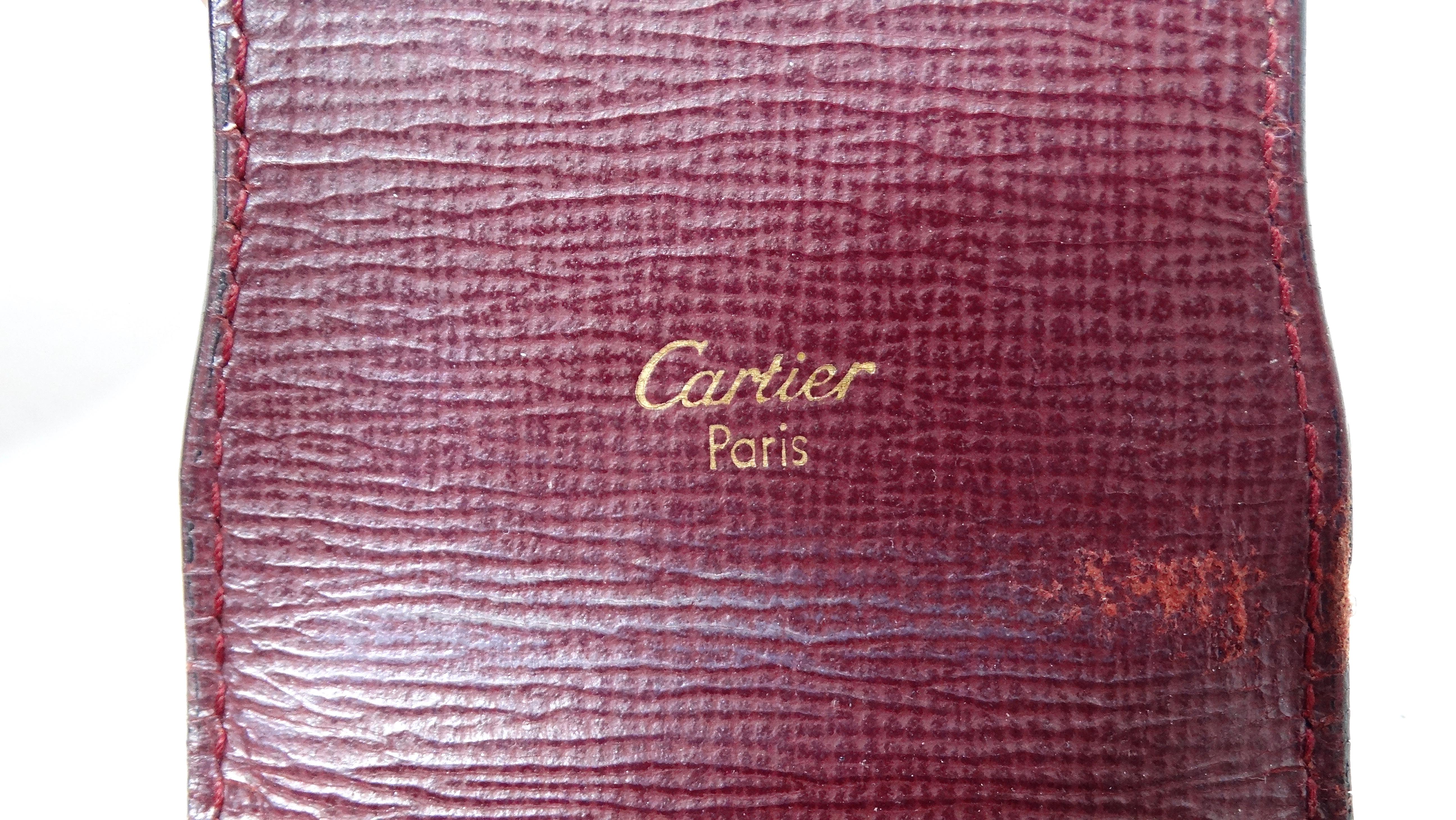 Cartier Le Must de Cartier Burgundy Leather Pouch circa 1980s For Sale 1