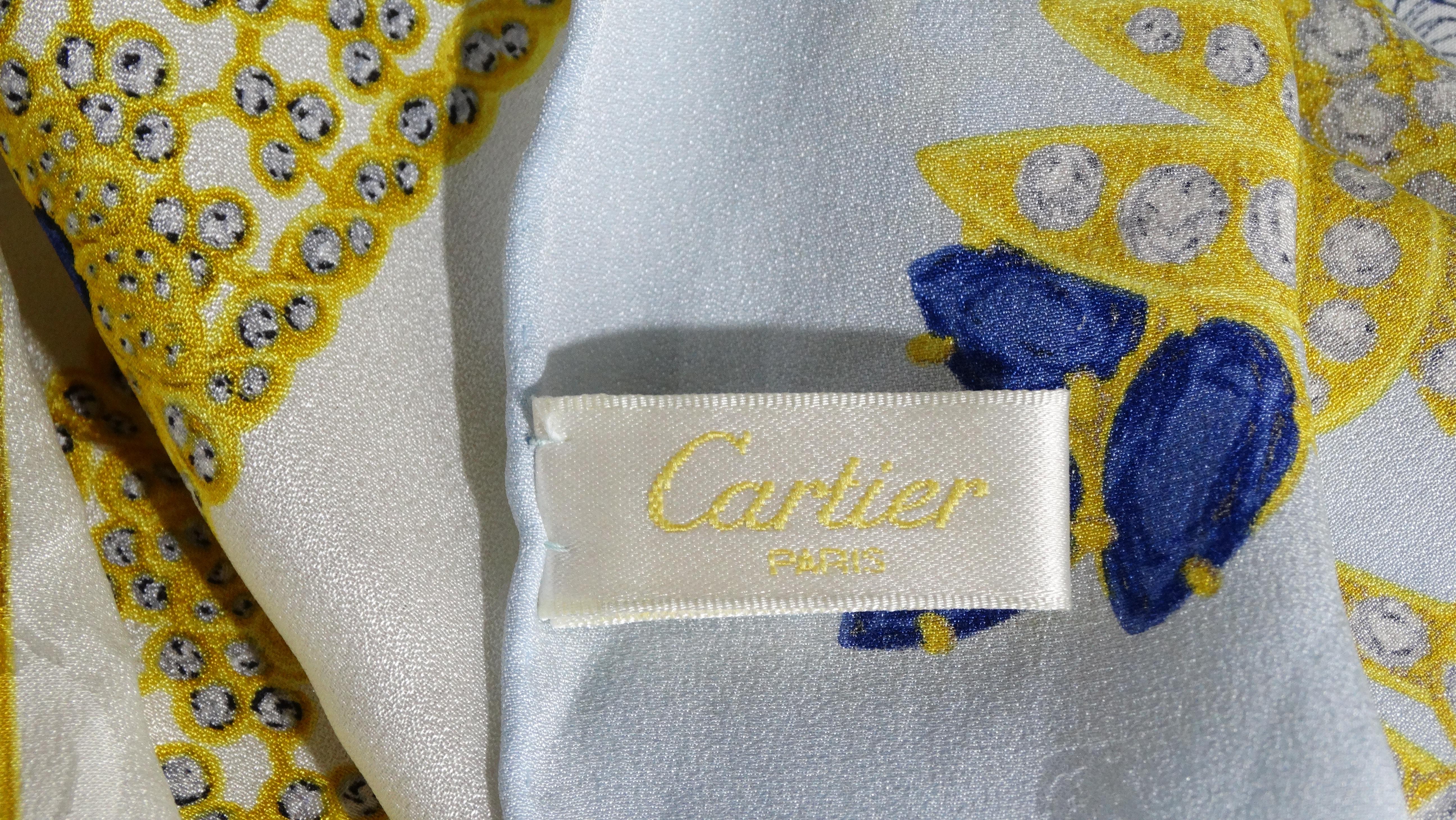 Women's or Men's Cartier Le must de Silk Baby Blue Studded Scarf 