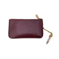 Cartier Le Must Vintage Burgundy Leather Coin Purse Key Pouch