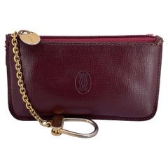Cartier Le Must Vintage Burgundy Leather Coin Purse Key Pouch Cartier Le Must Vintage Burgundy Leather Coin Purse Key Pouch