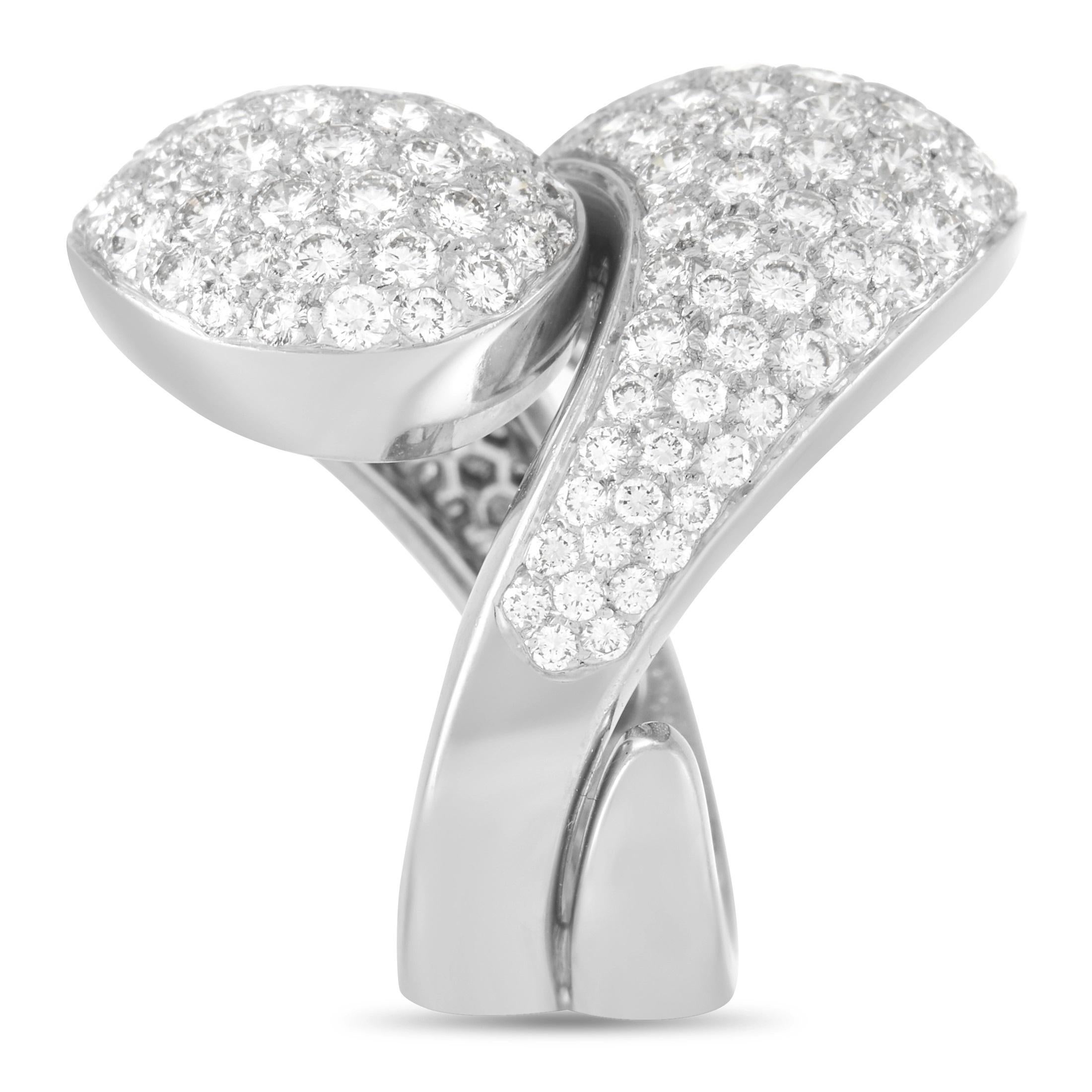 Round Cut Cartier Le Yin et Le Yang 18K White Gold 5.25 Ct Diamond Pave Ring