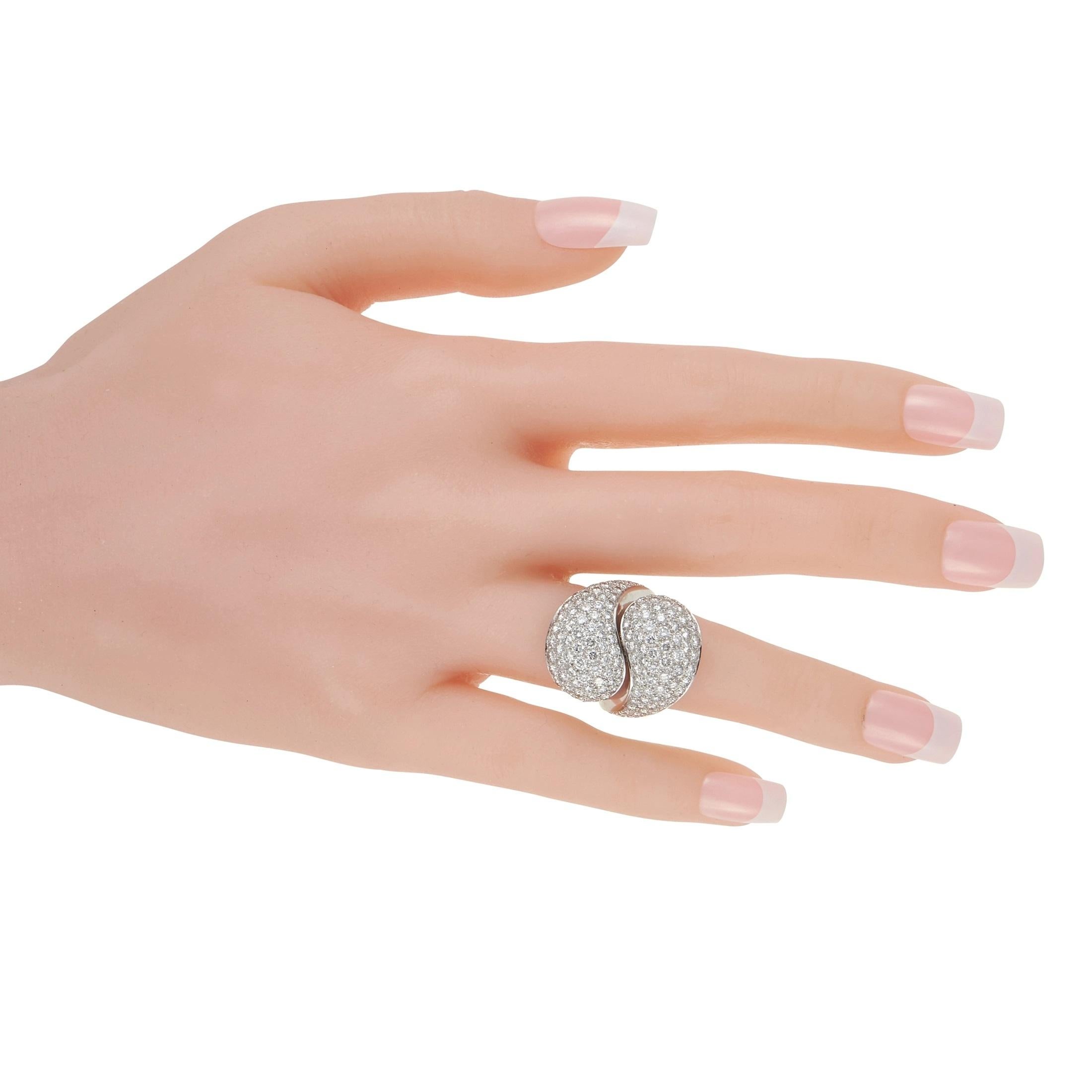 Cartier Le Yin et Le Yang 18K White Gold 5.25 Ct Diamond Pave Ring In Excellent Condition In Southampton, PA