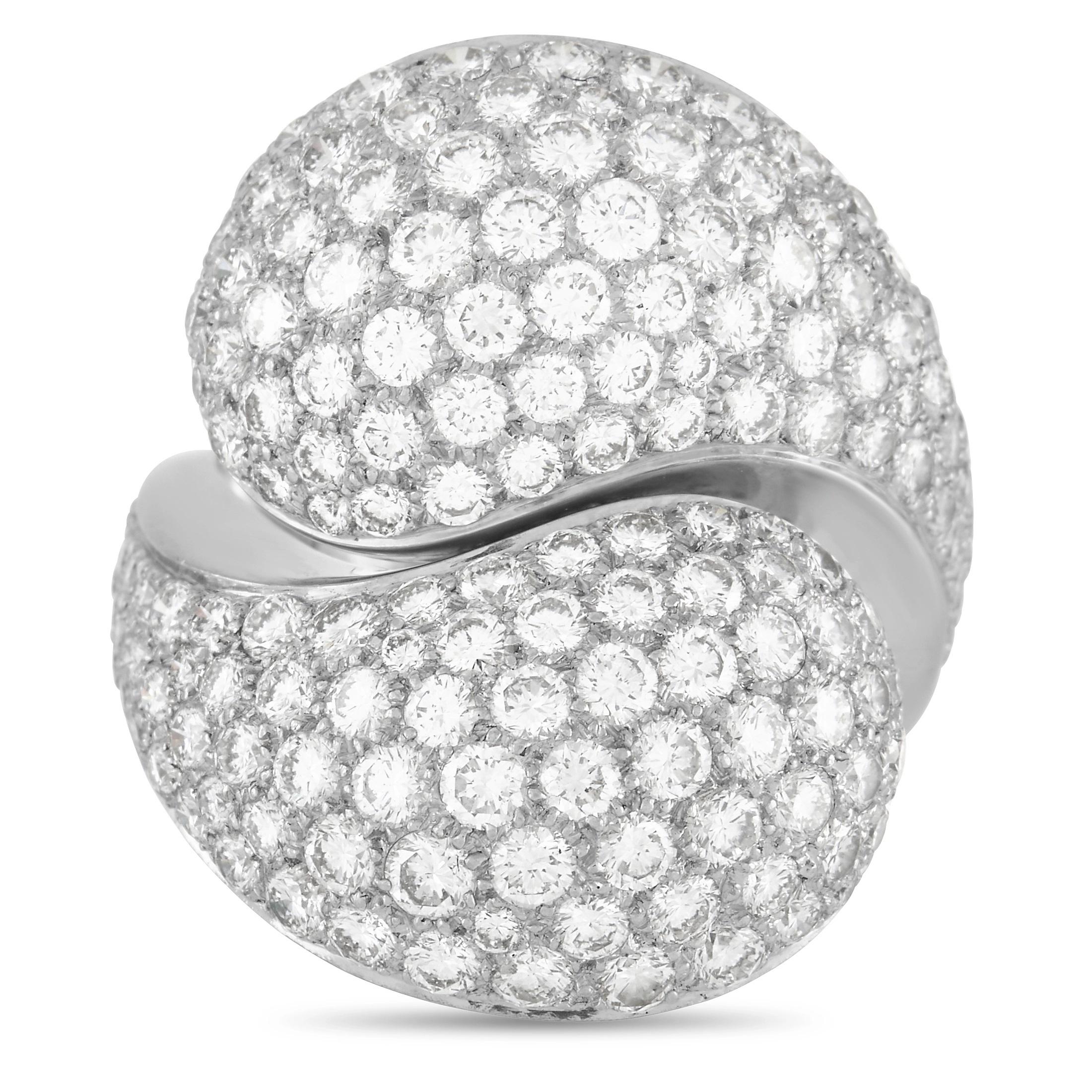 Women's Cartier Le Yin et Le Yang 18K White Gold 5.25 Ct Diamond Pave Ring