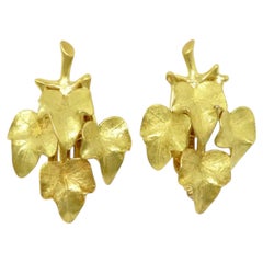 Cartier Leaf 18k Yellow Gold Earrings