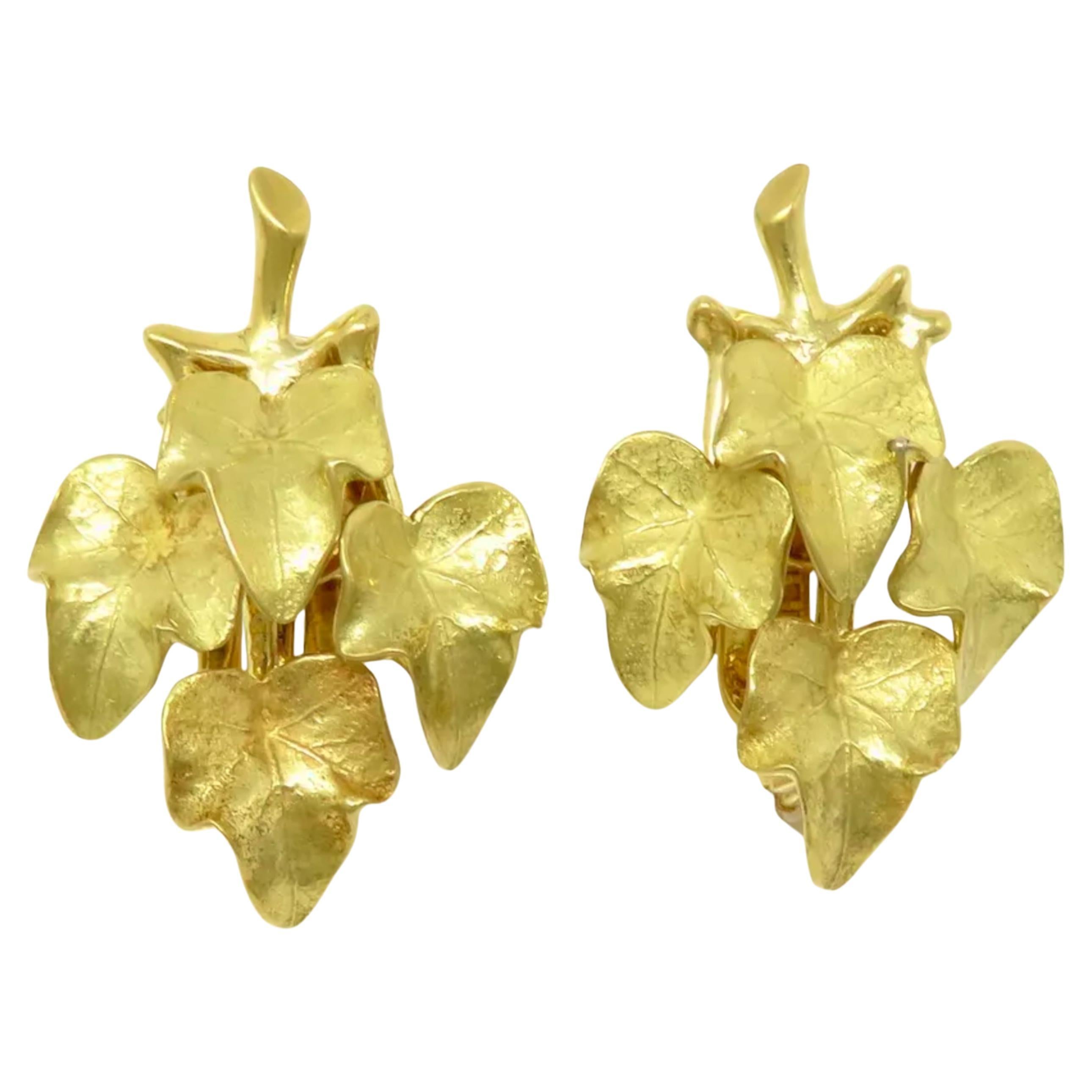 Pendientes Cartier Hoja Oro Amarillo 18k