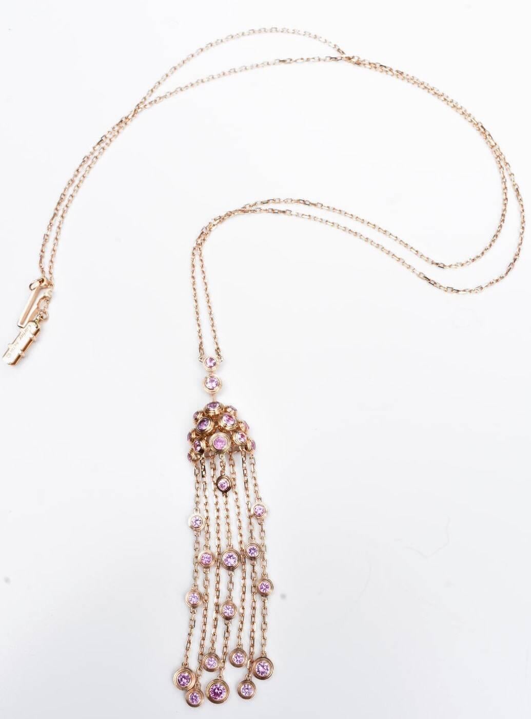 Round Cut Cartier Legers Pink Sapphire Necklace