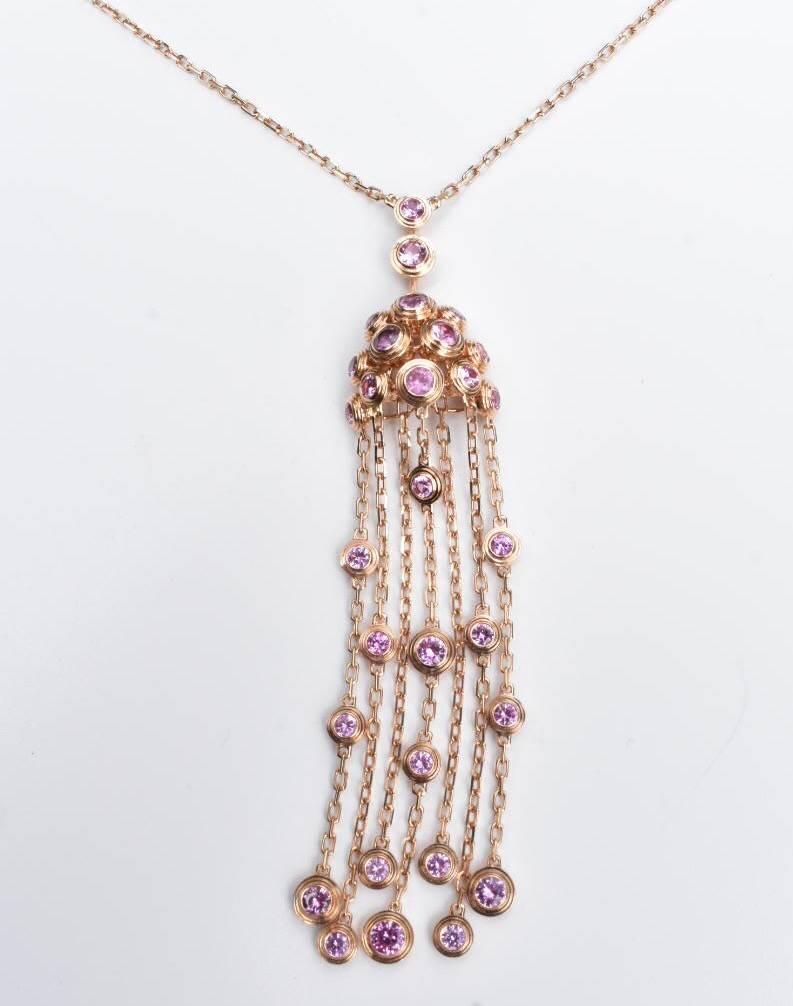 Cartier Legers Pink Sapphire Necklace In Excellent Condition In London, GB