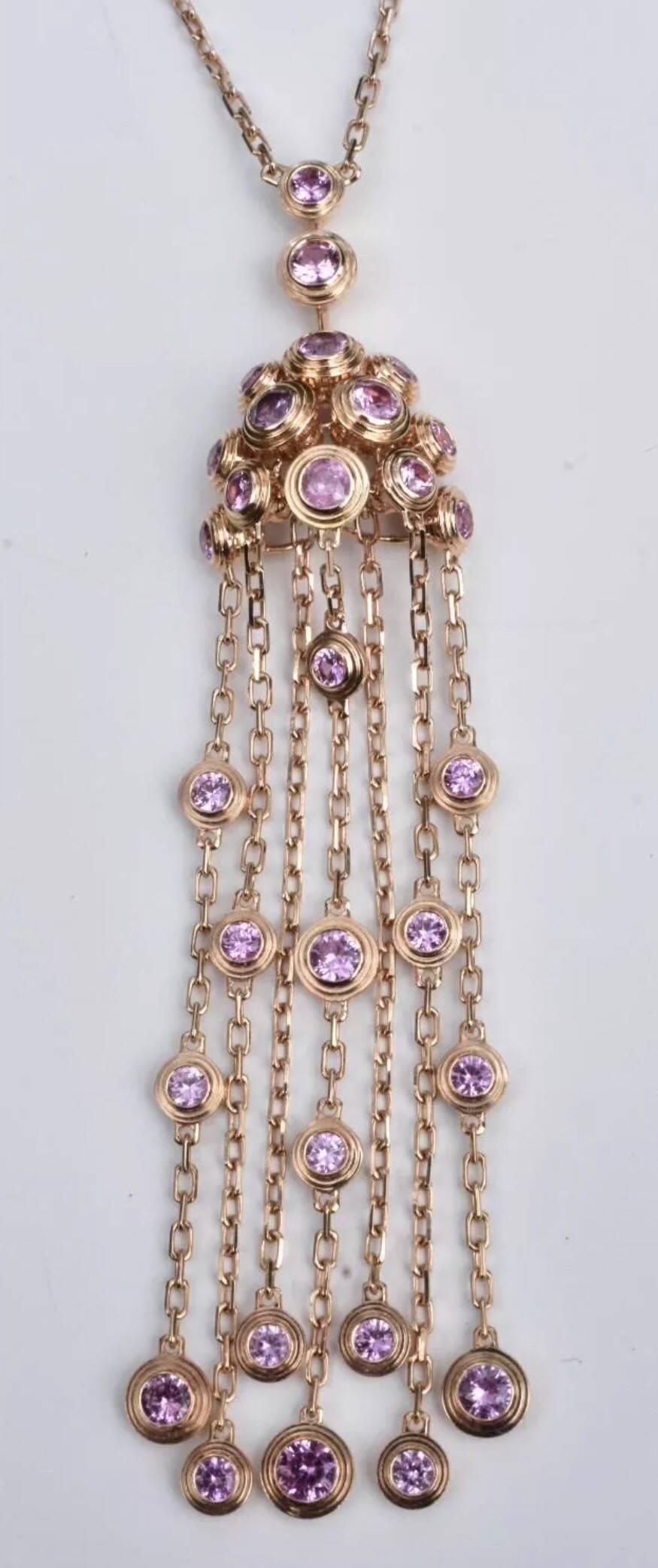 Contemporary Cartier Legers Pink Sapphires Necklace For Sale