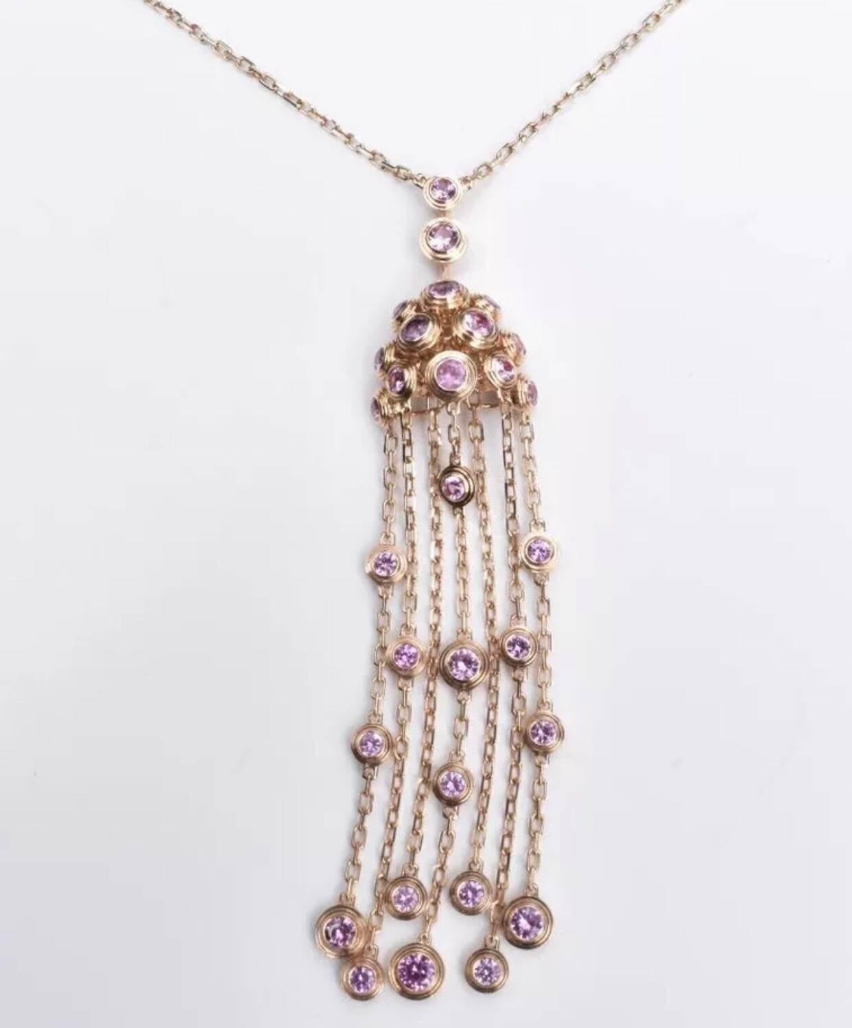 Round Cut Cartier Legers Pink Sapphires Necklace For Sale