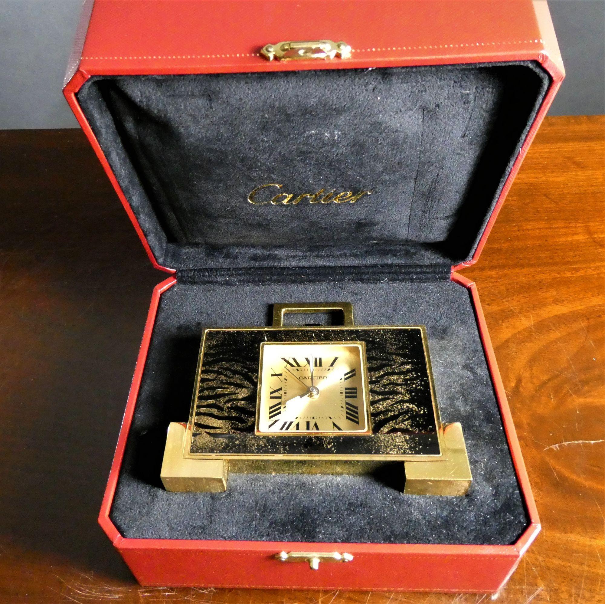 Cartier 'Leopard Print' Travel Alarm Clock For Sale 7