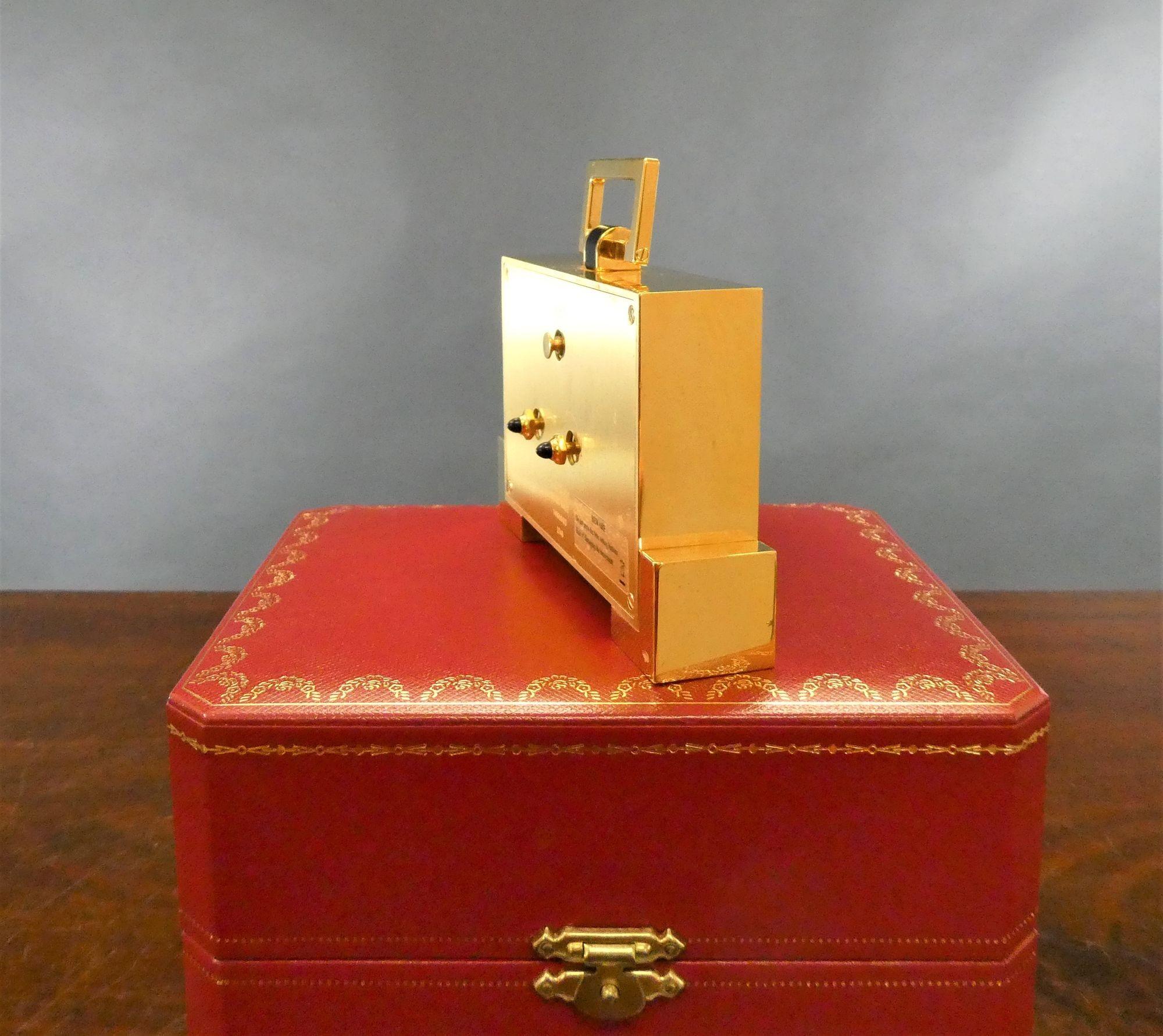 Swiss Cartier 'Leopard Print' Travel Alarm Clock For Sale