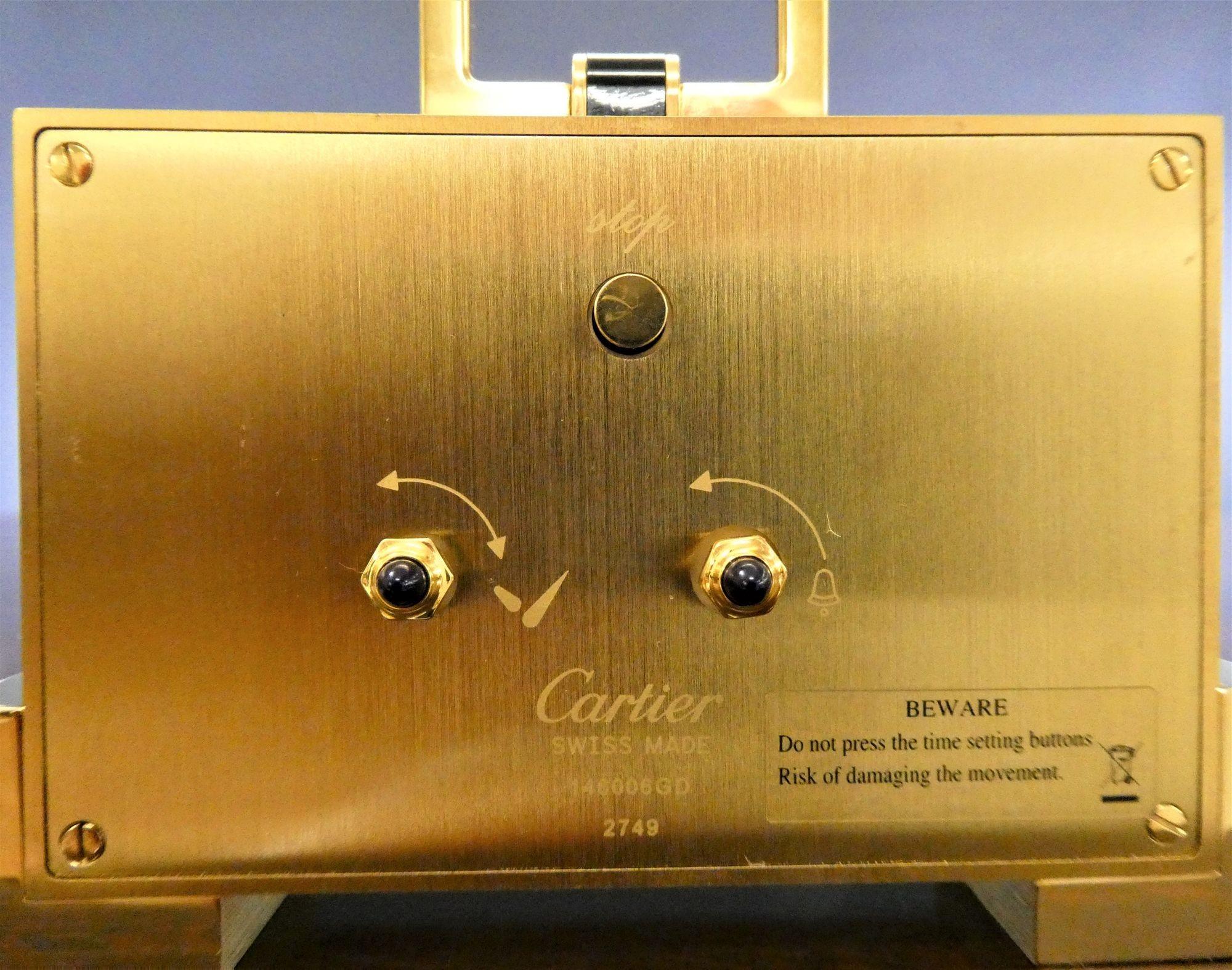 Brass Cartier 'Leopard Print' Travel Alarm Clock For Sale
