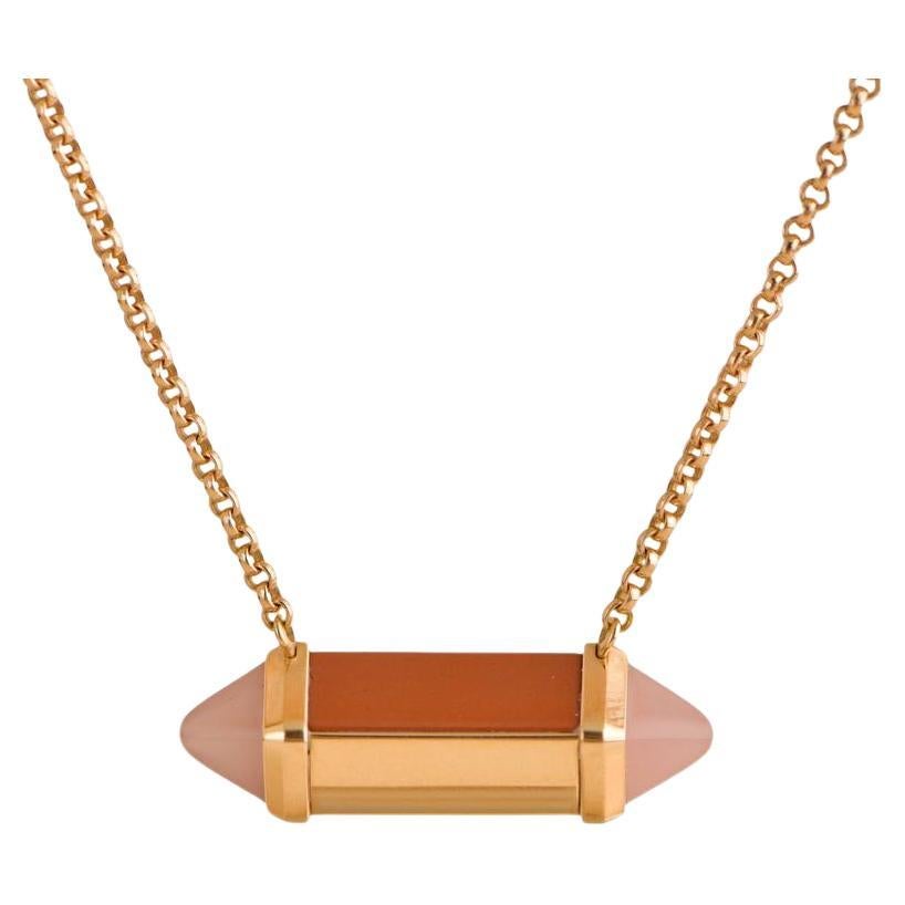 Cartier Les Berlingots Halskette mit Anhänger, 18 Karat Roségold Rosa Chalcedon