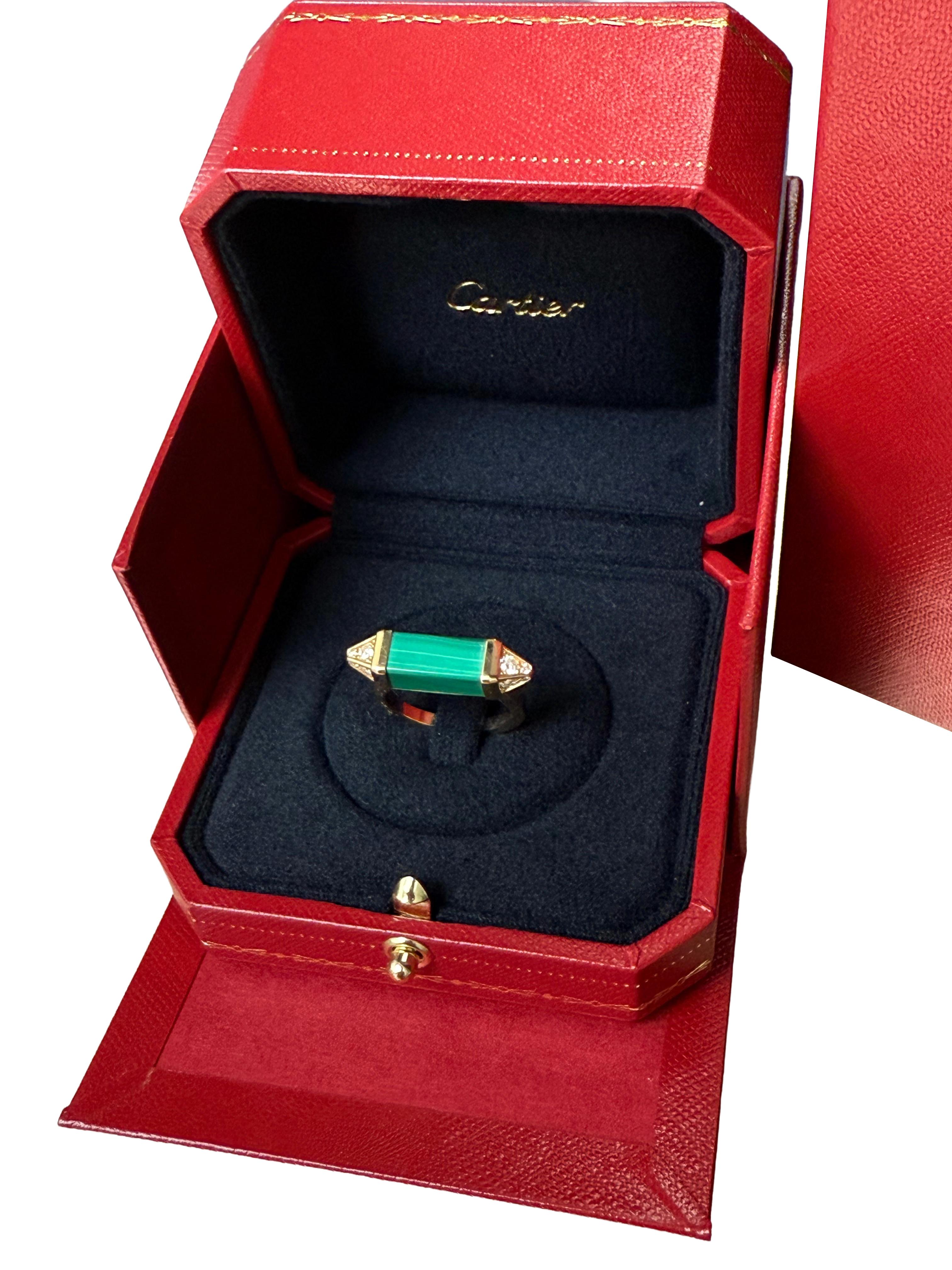 Cartier Les Berlingots De Cartier Bague Malachite 0.33ct Semi-Paved Or Jaune en vente 4