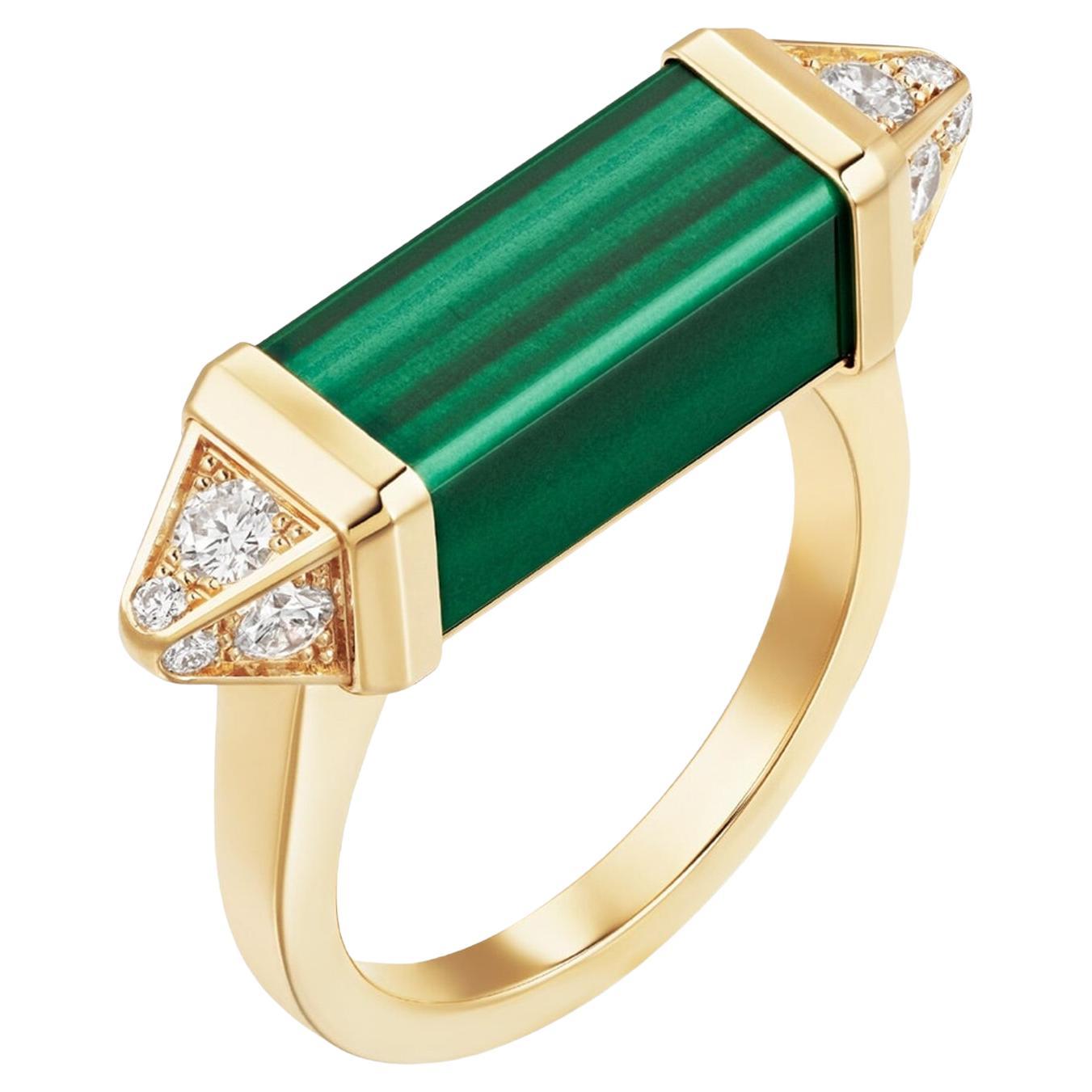 Cartier Les Berlingots De Cartier Bague Malachite 0.33ct Semi-Paved Or Jaune en vente