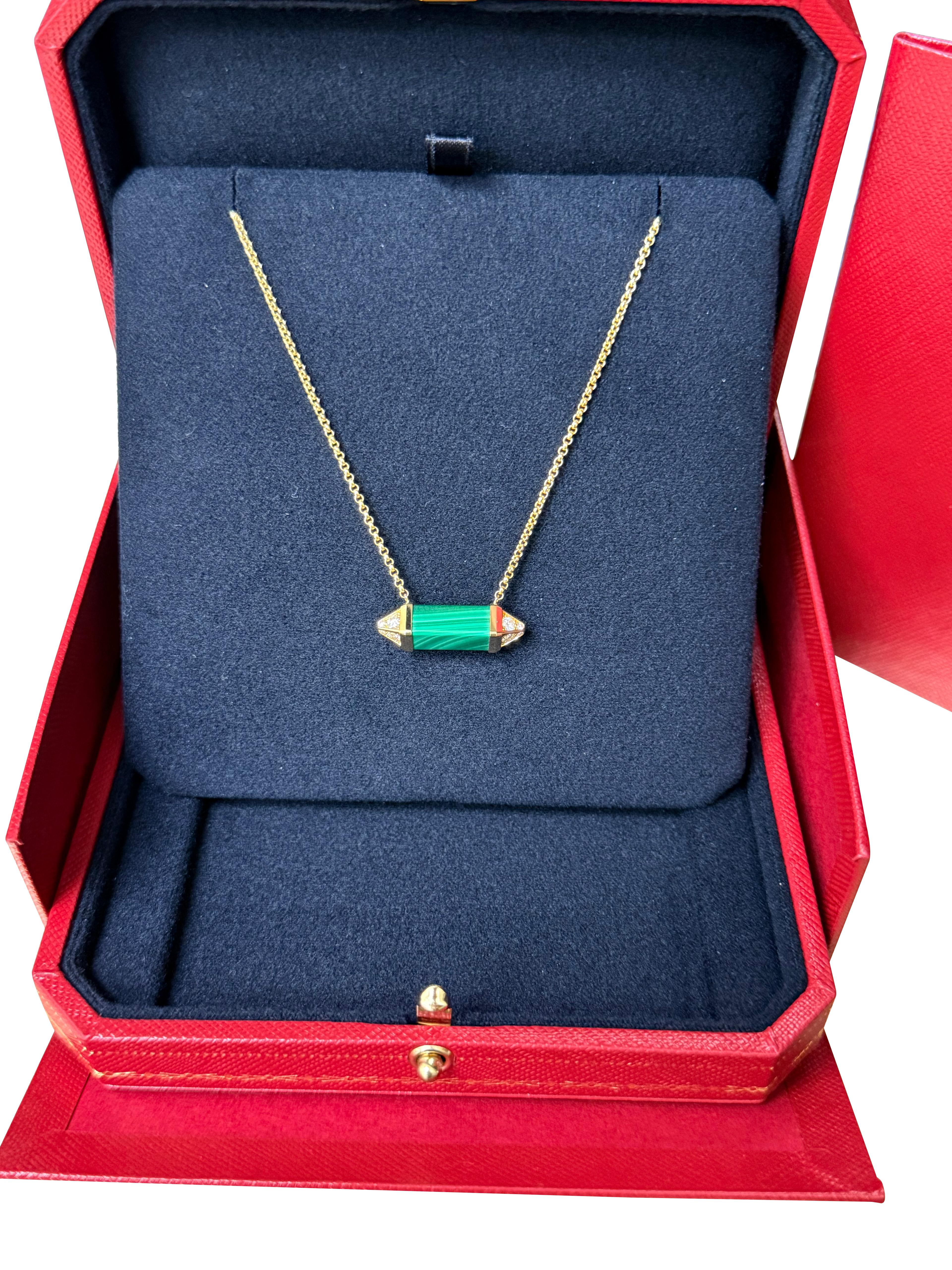 Cartier Les Berlingots De Cartier Collier Malachite Diamant Model No Or Moyen en vente 4