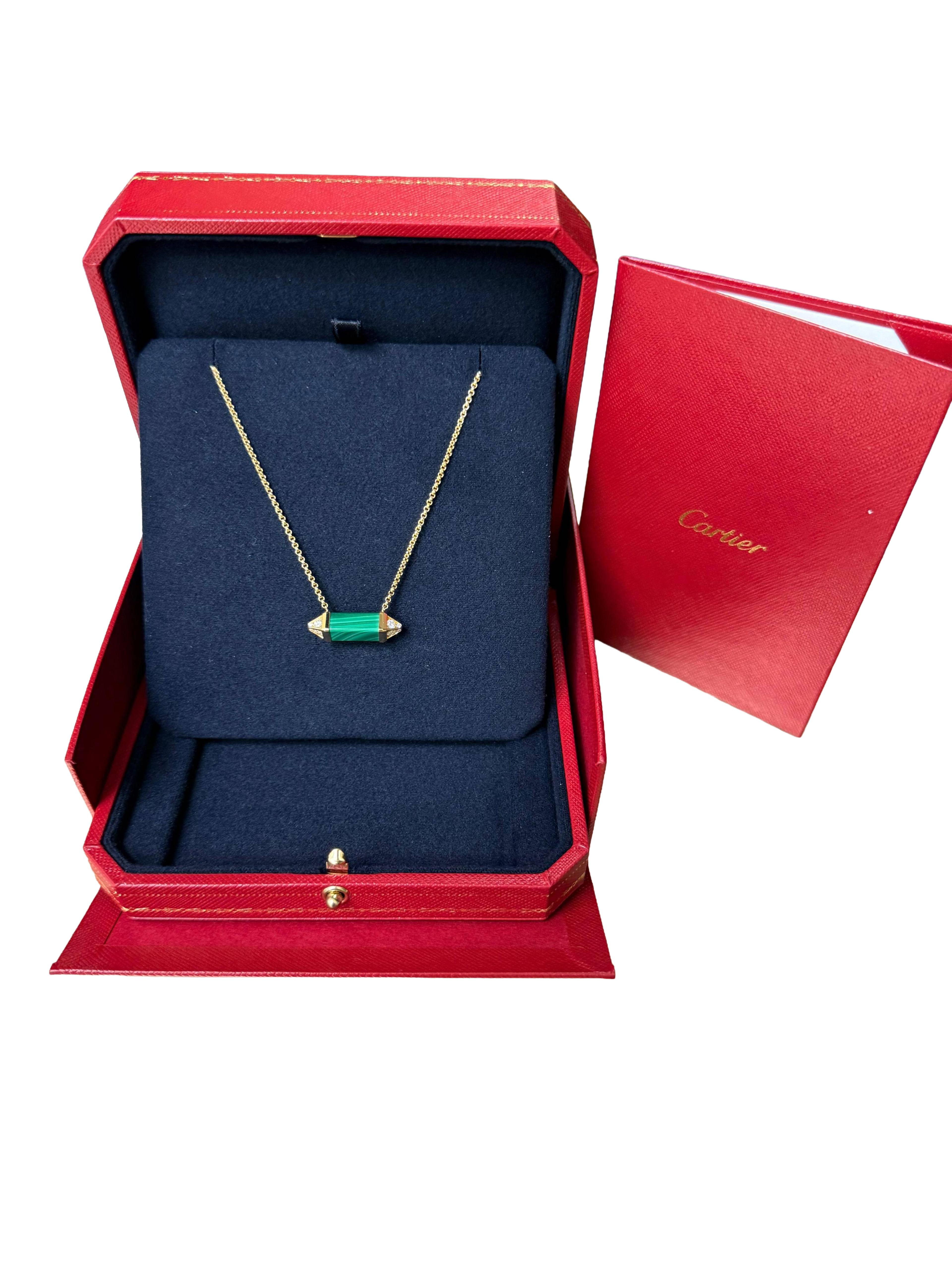 Cartier Les Berlingots De Cartier Collier Malachite Diamant Model No Or Moyen en vente 1