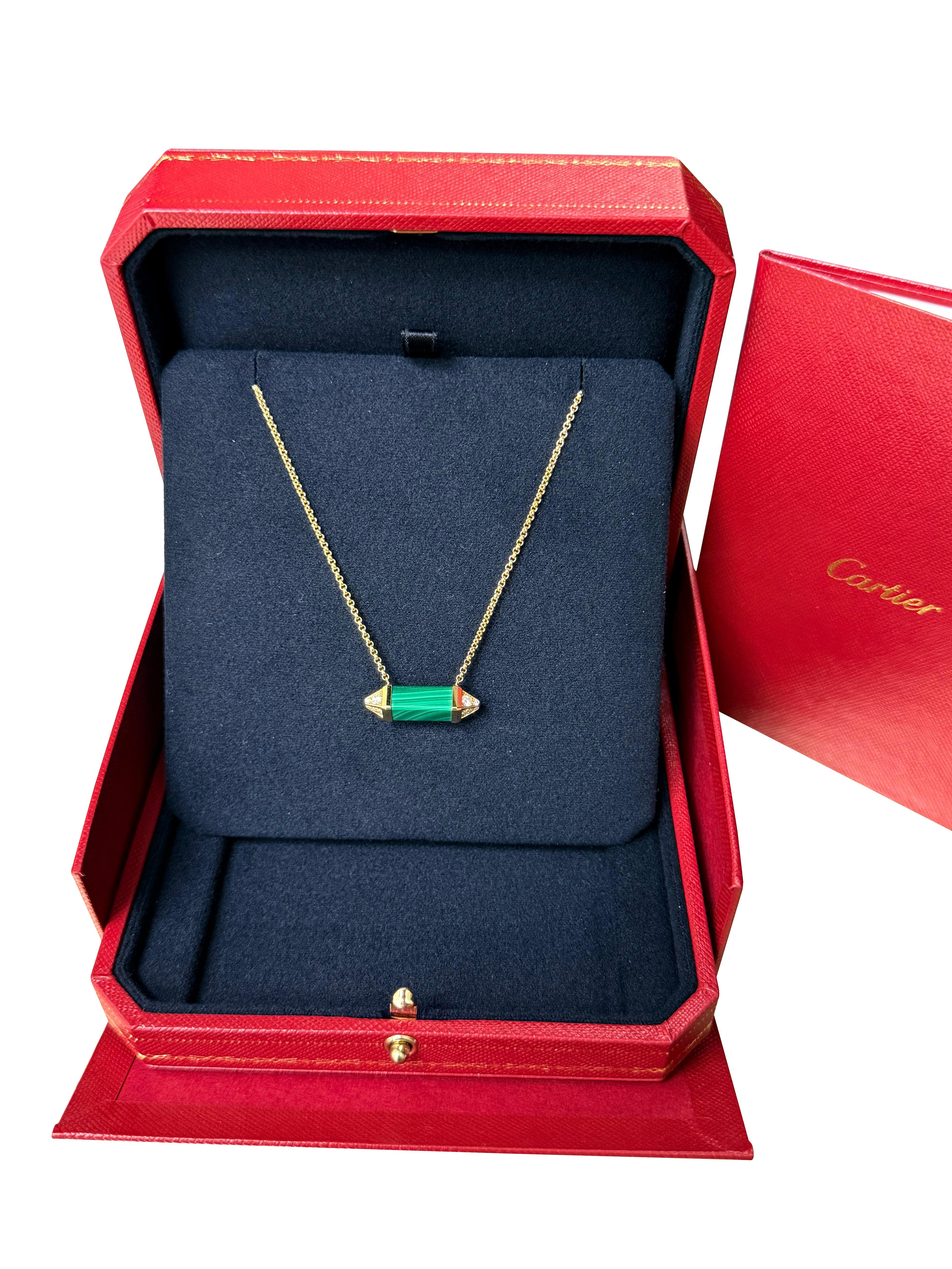 Cartier Les Berlingots De Cartier Collier Malachite Diamant Model No Or Moyen en vente 2