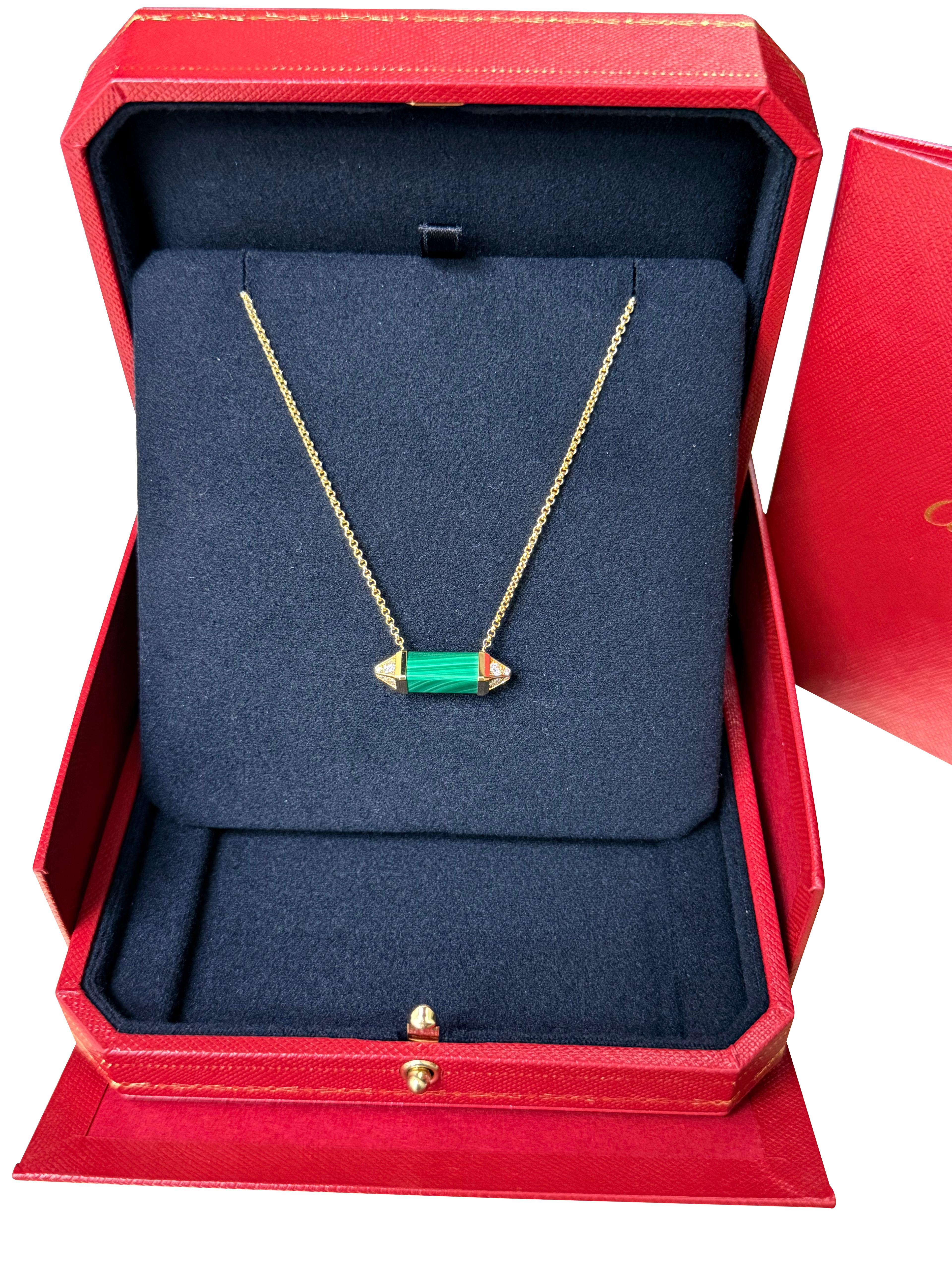 Cartier Les Berlingots De Cartier Collier Malachite Diamant Model No Or Moyen en vente 3