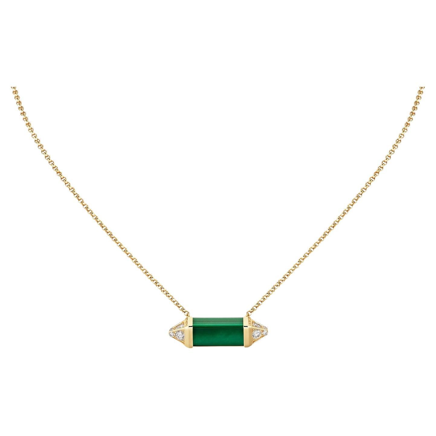 Cartier Les Berlingots De Cartier Collana con diamanti e malachite Modello Medio Oro