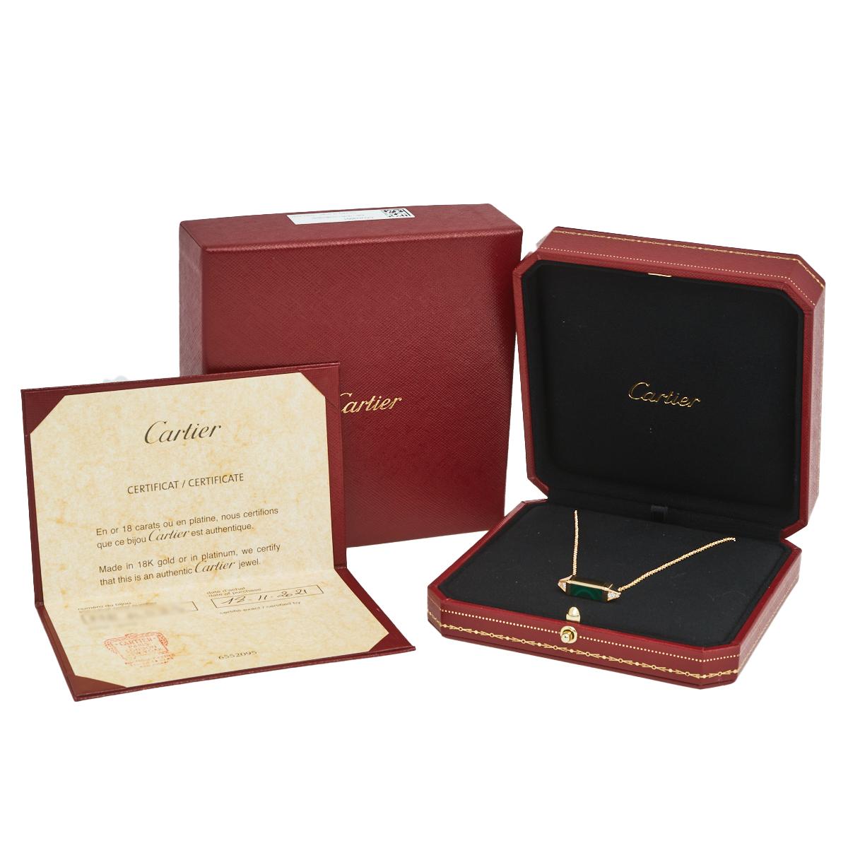 Contemporary Cartier Les Berlingots Malachite & Diamond 18K Yellow Gold Pendant Necklace