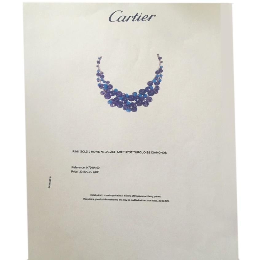Cartier Les Delices de Goa Amethyst, Turquoise & Diamond Necklace in 18K Gold im Zustand „Hervorragend“ in New York, NY