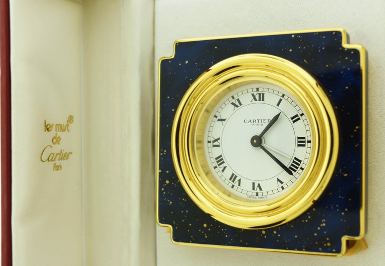 Cartier Les Must De Cartier 18K GoldPlated and Enamel Desk Clock at