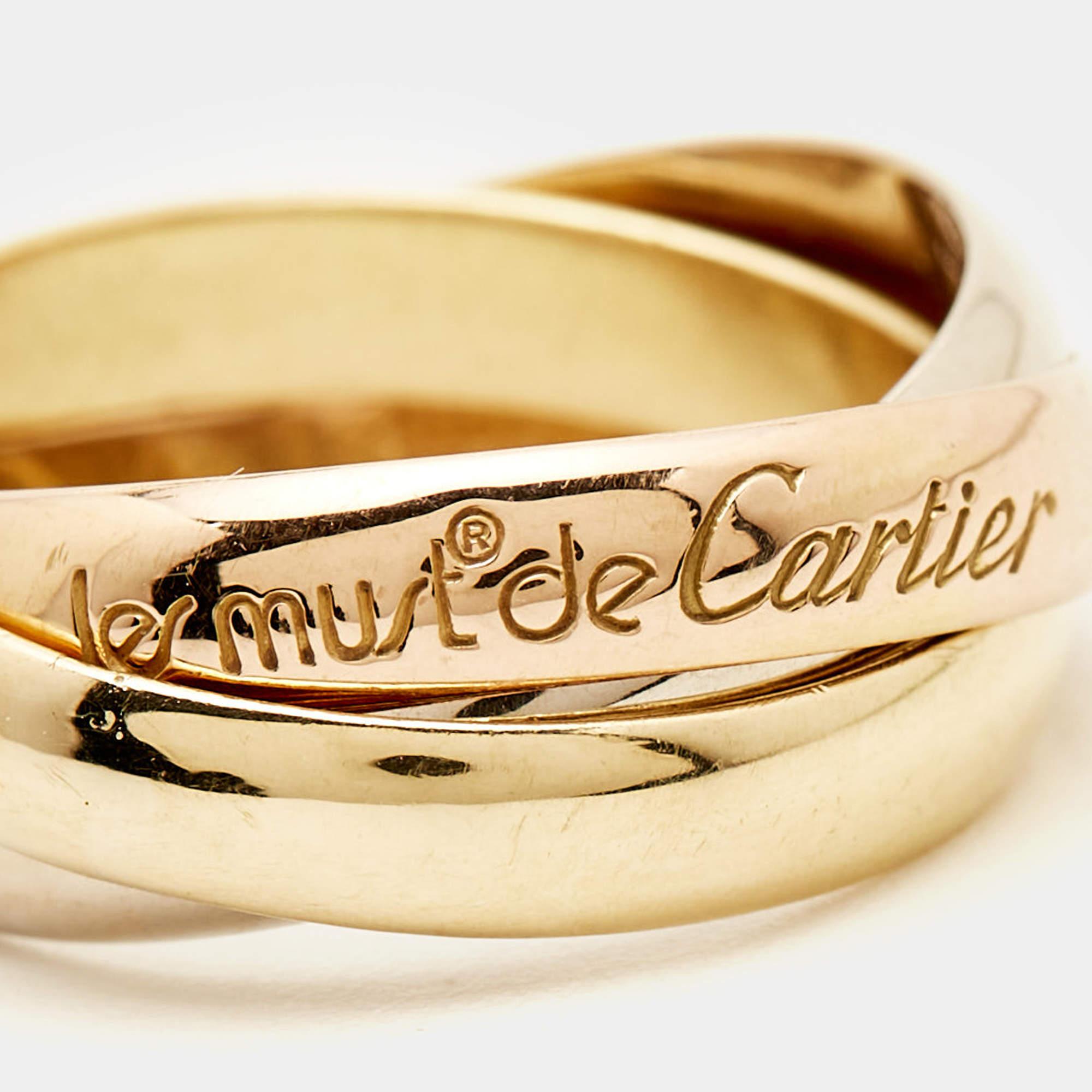 Cartier Les Must de Cartier 18K Three Tone Gold Ring 50 For Sale 2