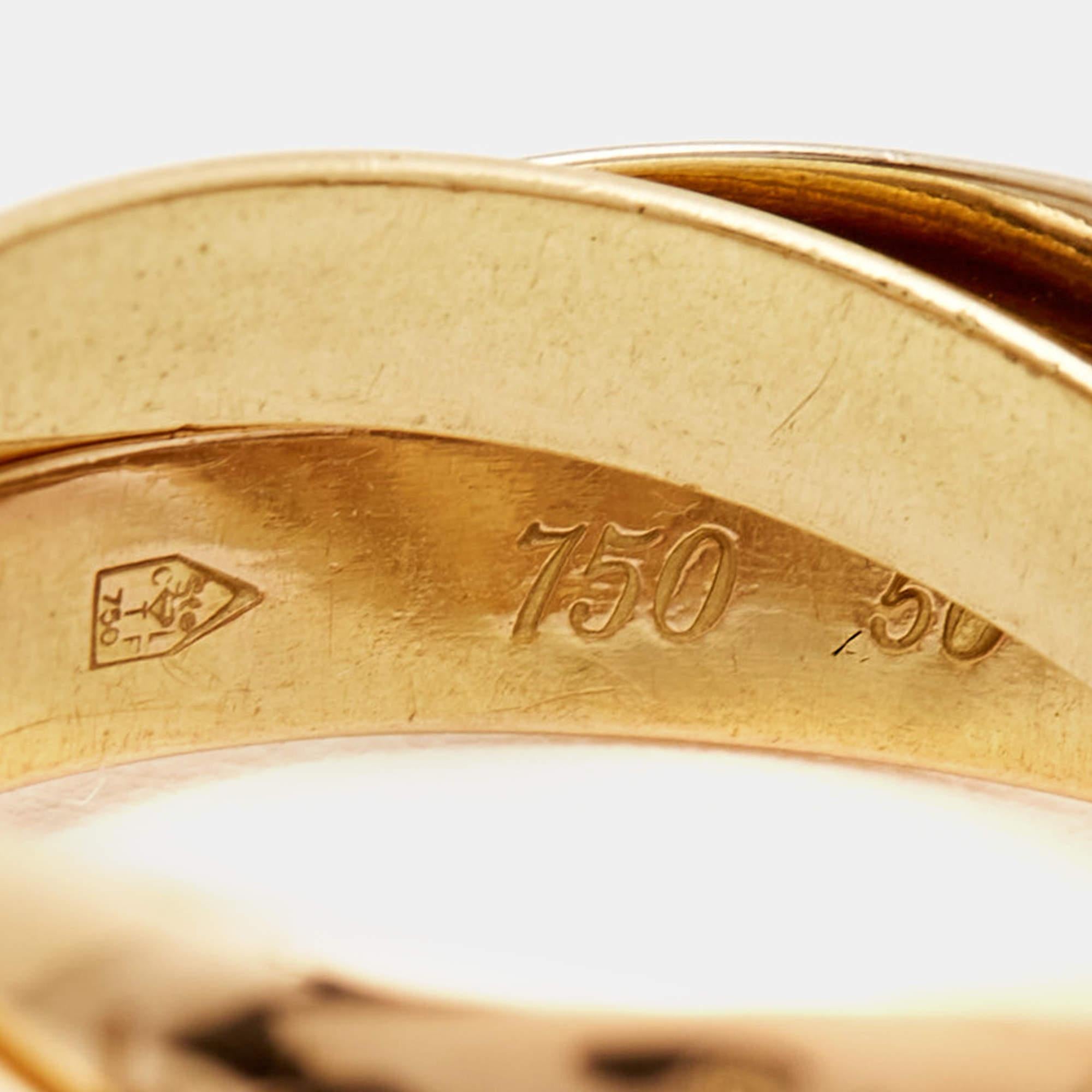 Cartier Les Must de Cartier 18K Three Tone Gold Ring 50 For Sale 3