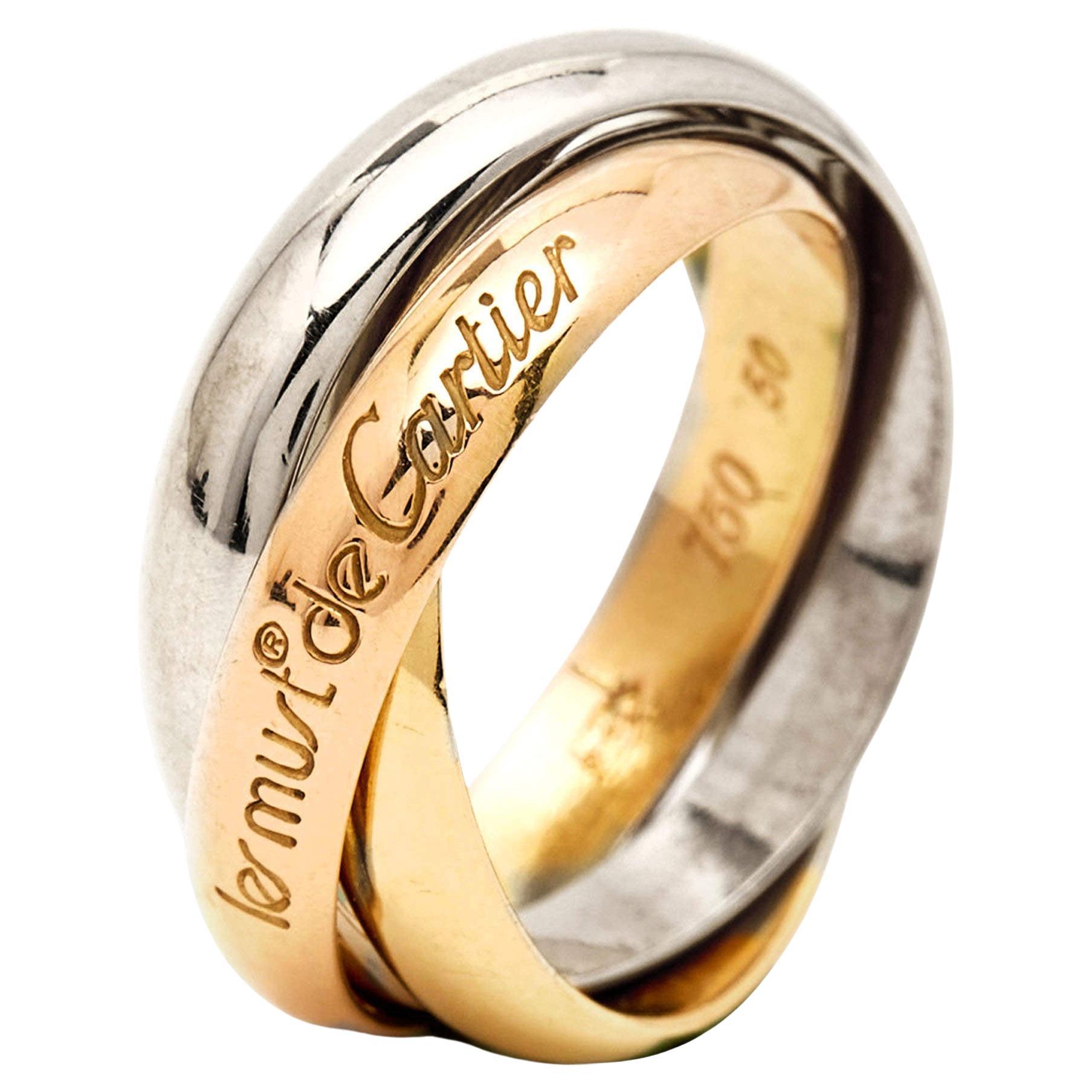 Cartier Les Must de Cartier 18K Three Tone Gold Ring 50 For Sale