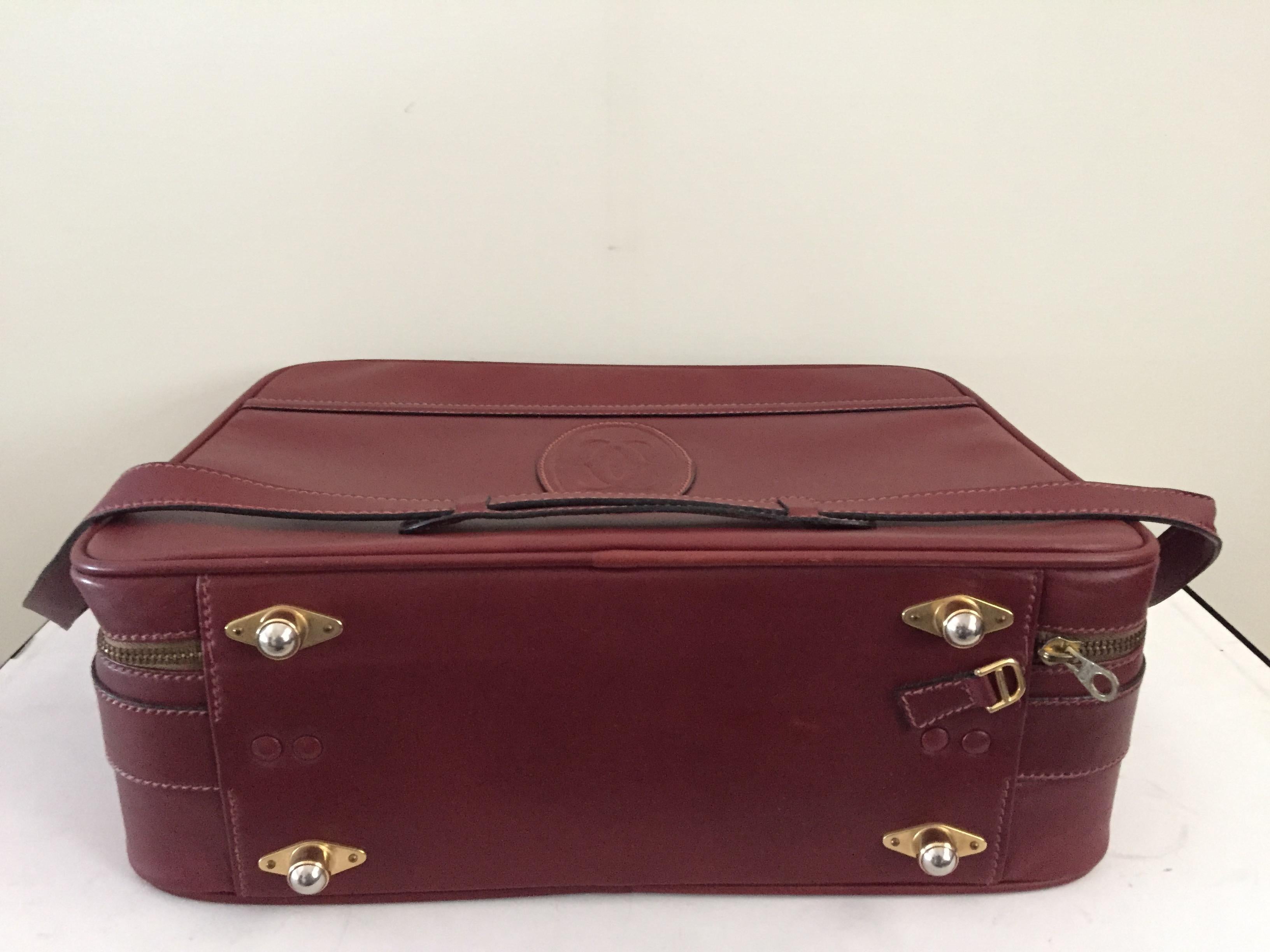 Cartier Les Must de Cartier Burgundy Leather Travel Overnight Suitcase / Luggage 4
