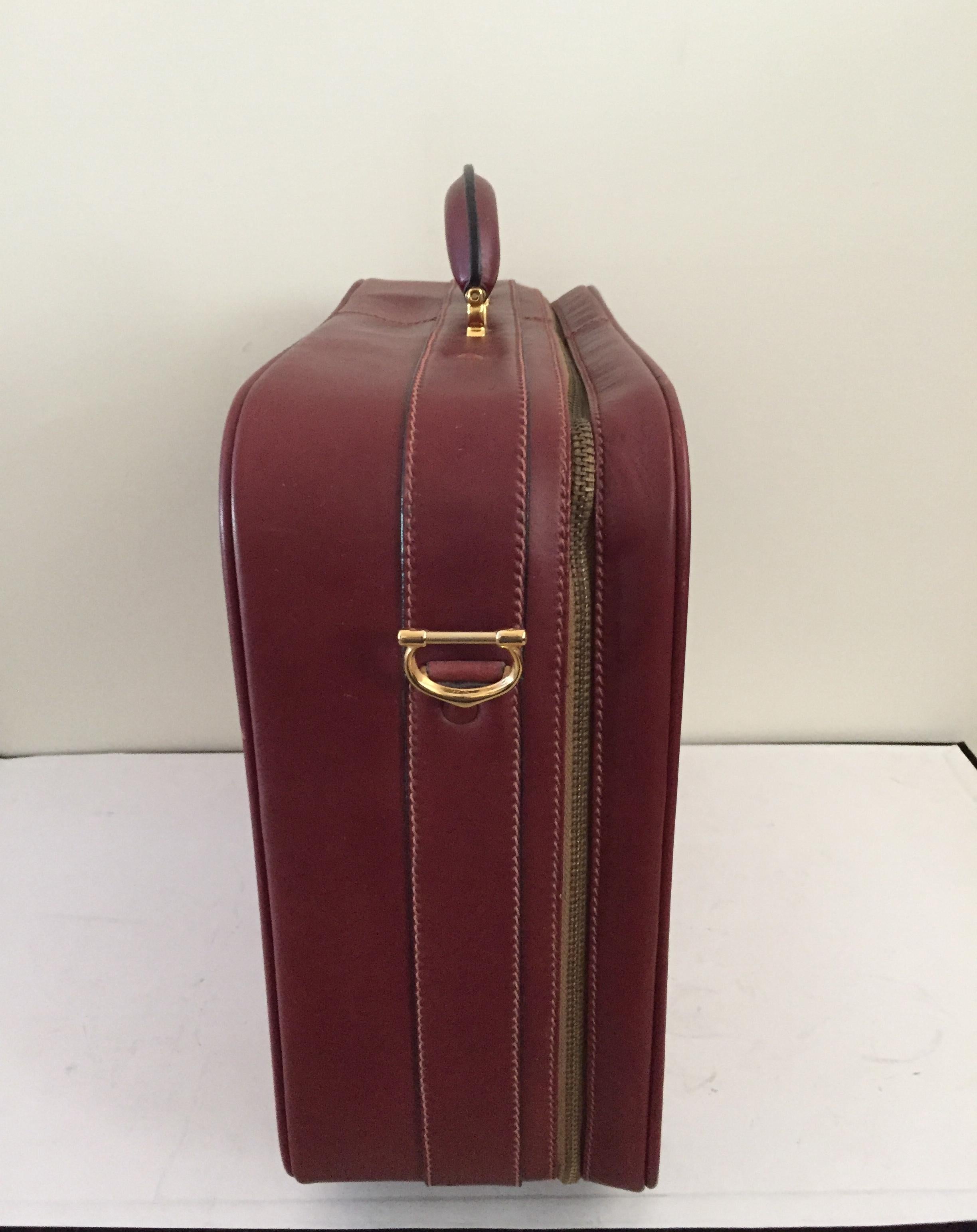 Cartier Les Must de Cartier Burgundy Leather Travel Overnight Suitcase / Luggage 5