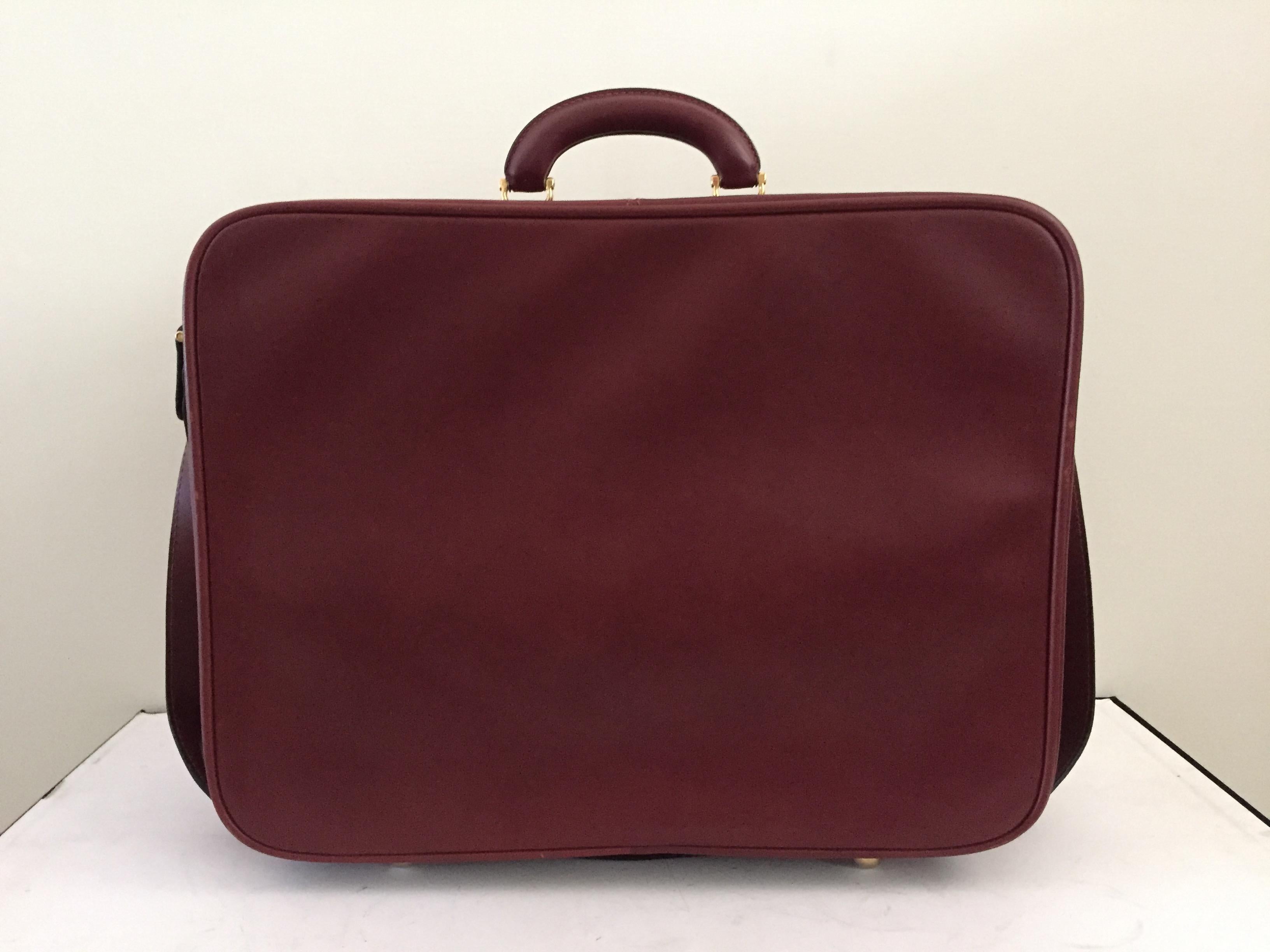 Cartier Les Must de Cartier Burgundy Leather Travel Overnight Suitcase / Luggage 6