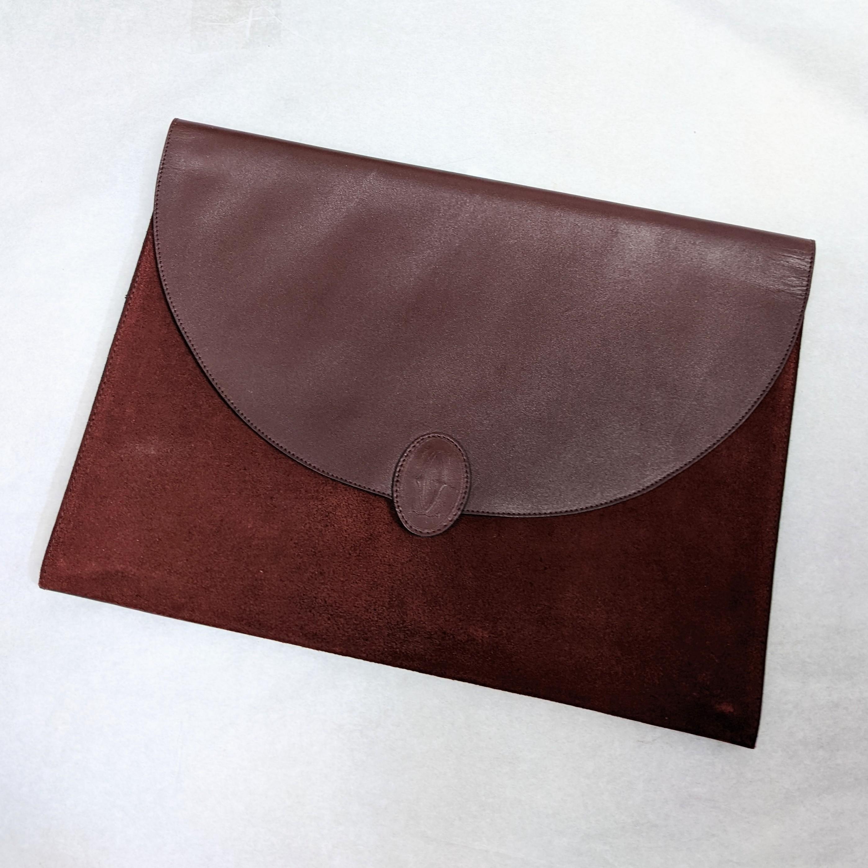 Cartier Suede and Calf Leather Clutch or Fold from the 