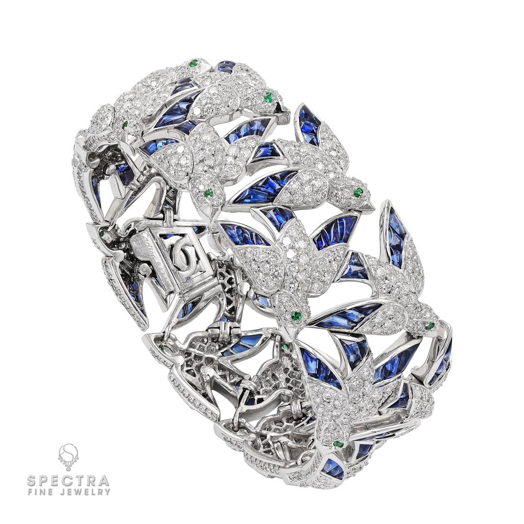 Suite di 5 pezzi con diamanti e zaffiri 