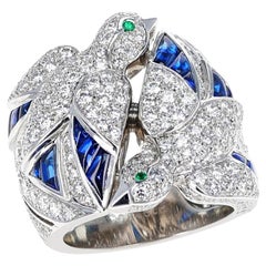 Anello Cartier Les Oiseaux Libérés con diamante, smeraldo e zaffiro