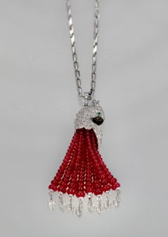 Cartier Les Oiseaux Liberes Ruby Diamond Necklace, Parrot