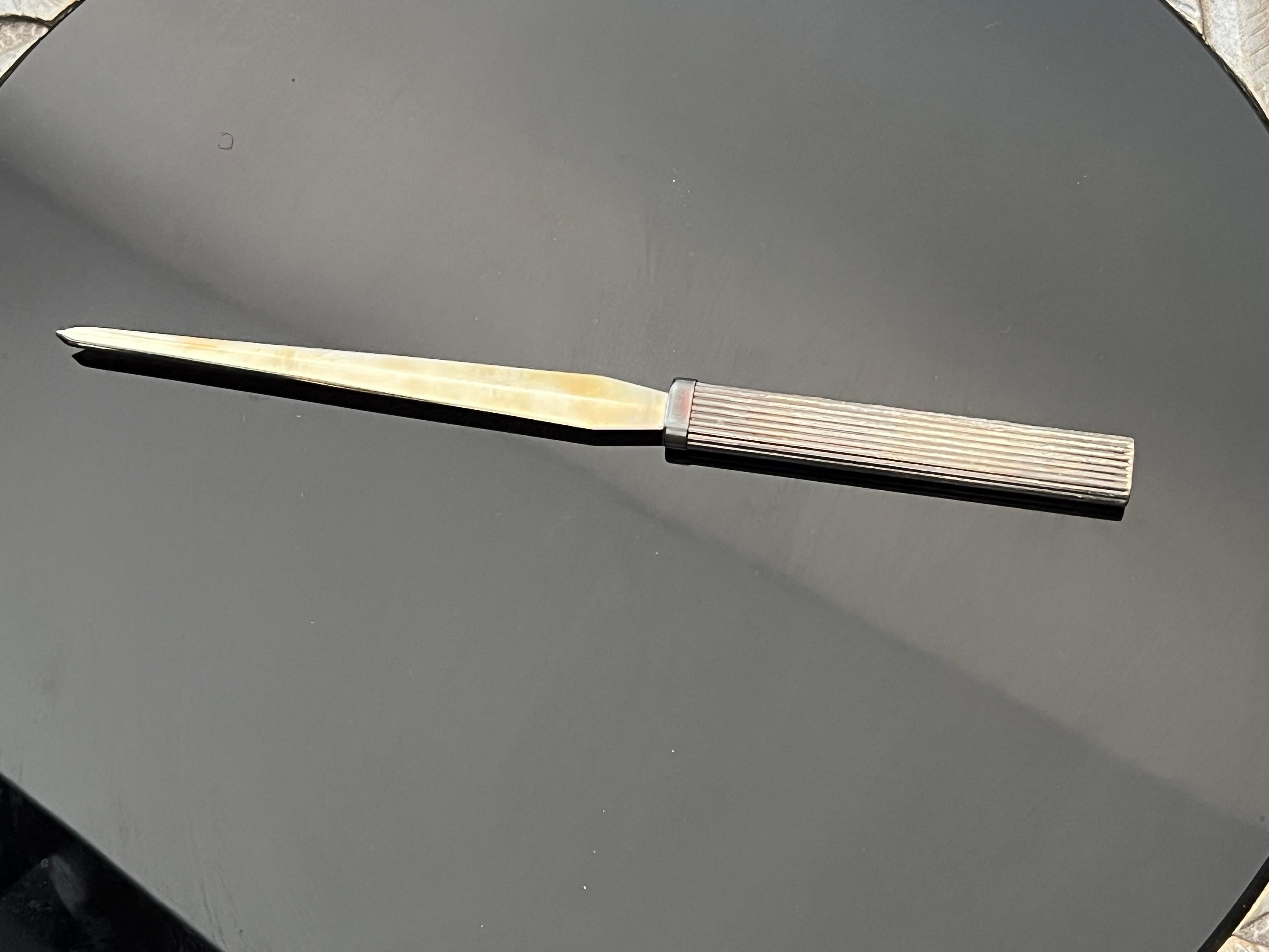 Modern Cartier Letter Opener Sterling Original Box ca' 1970's For Sale
