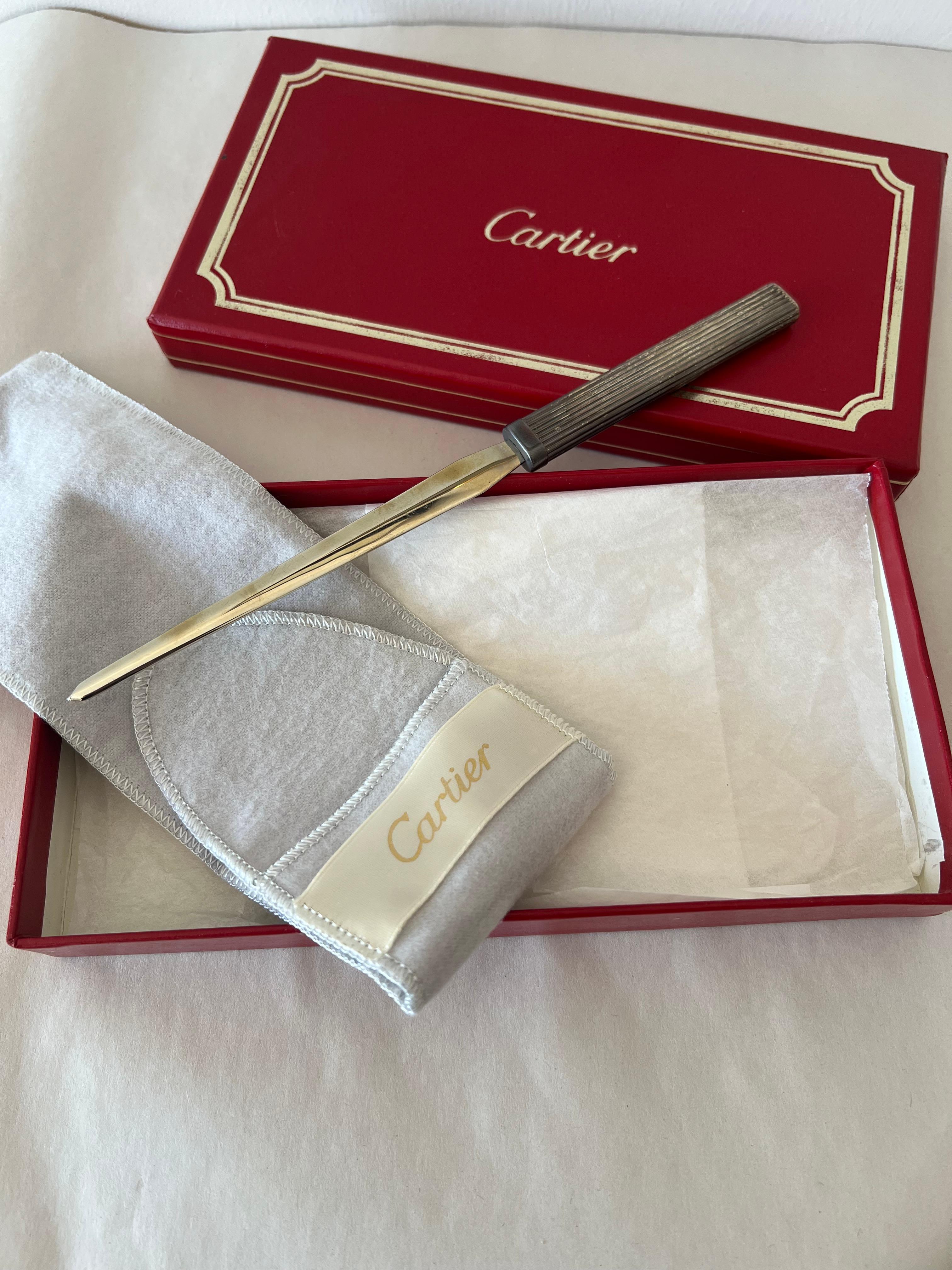 Late 20th Century Cartier Letter Opener Sterling Original Box ca' 1970's For Sale