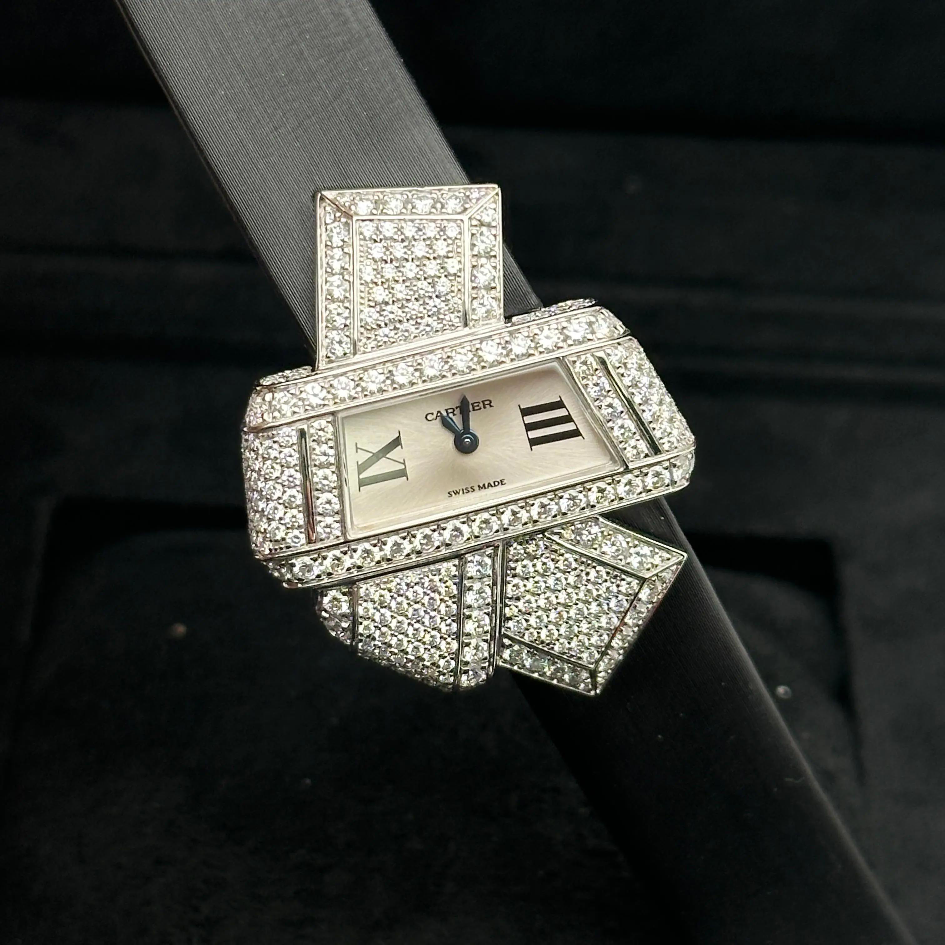 Cartier Libre Noeud 18K White Gold Silver Dial Diamonds Ladies Watch 3080 For Sale 10