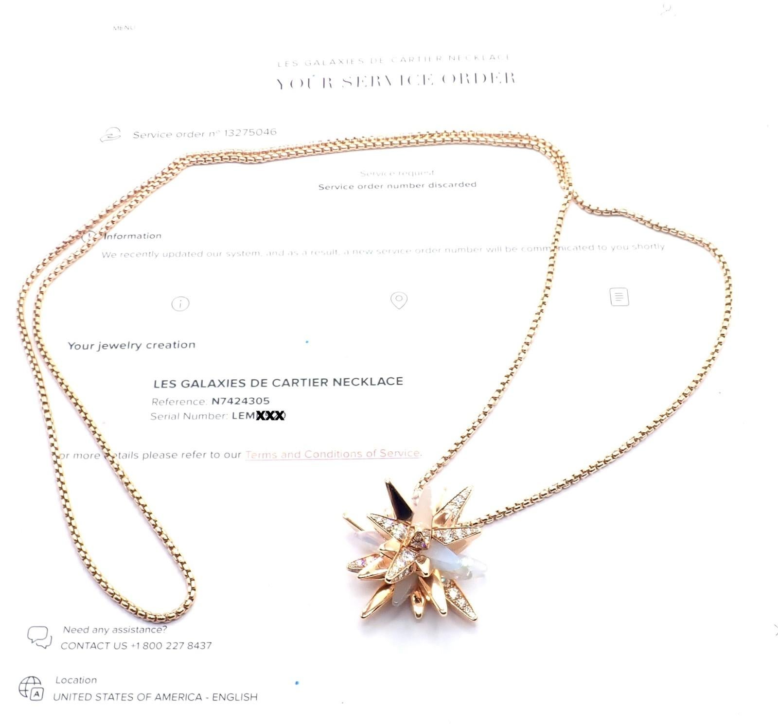 Cartier Collana con ciondolo in oro rosa frattale con pietra lunare e diamanti a edizione limitata in vendita 10