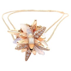Cartier Limited Ed Diamond Moonstone Meterore Fractal Rose Gold Pendant Necklace